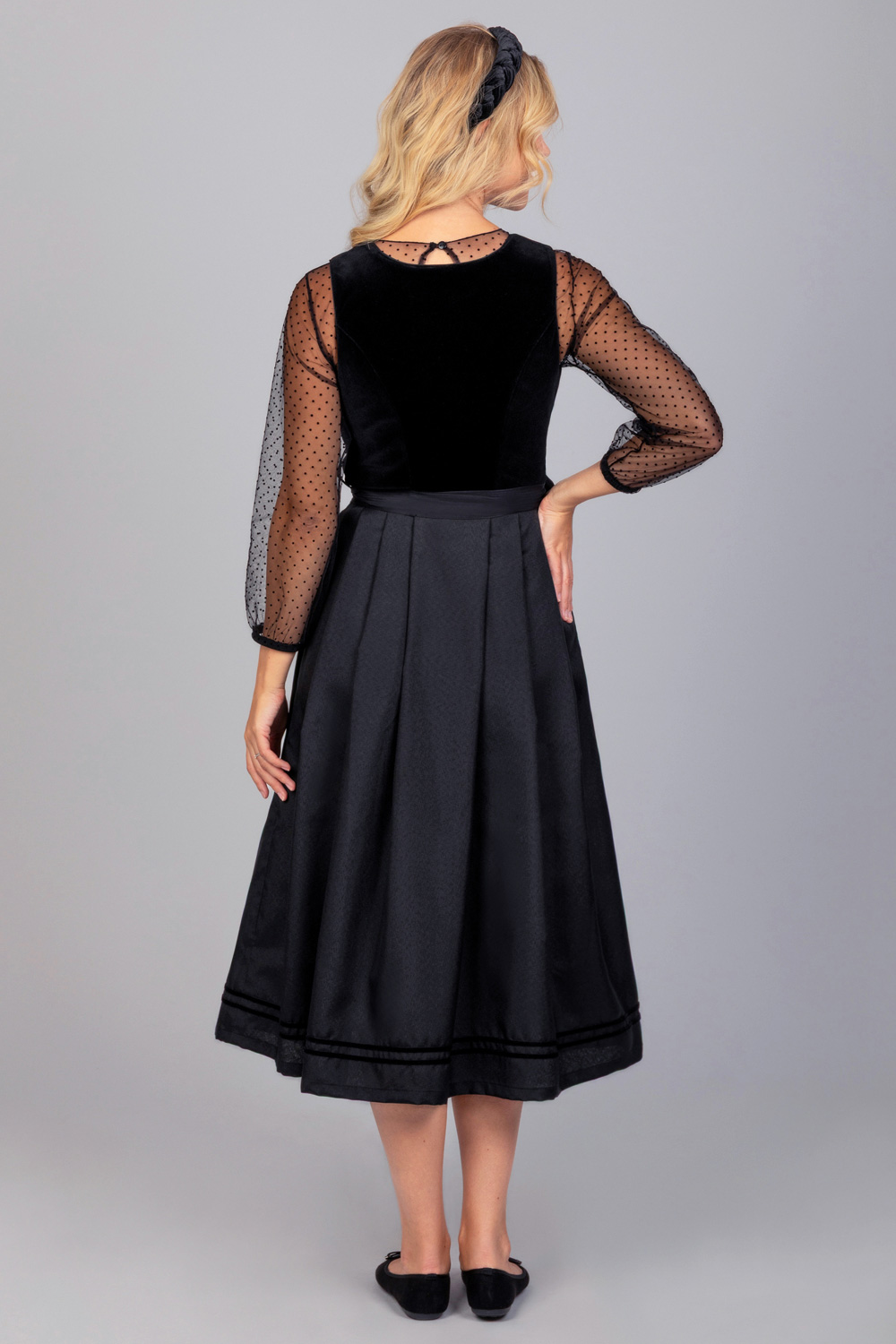 Langes Dirndl Irene Samt Schwarz