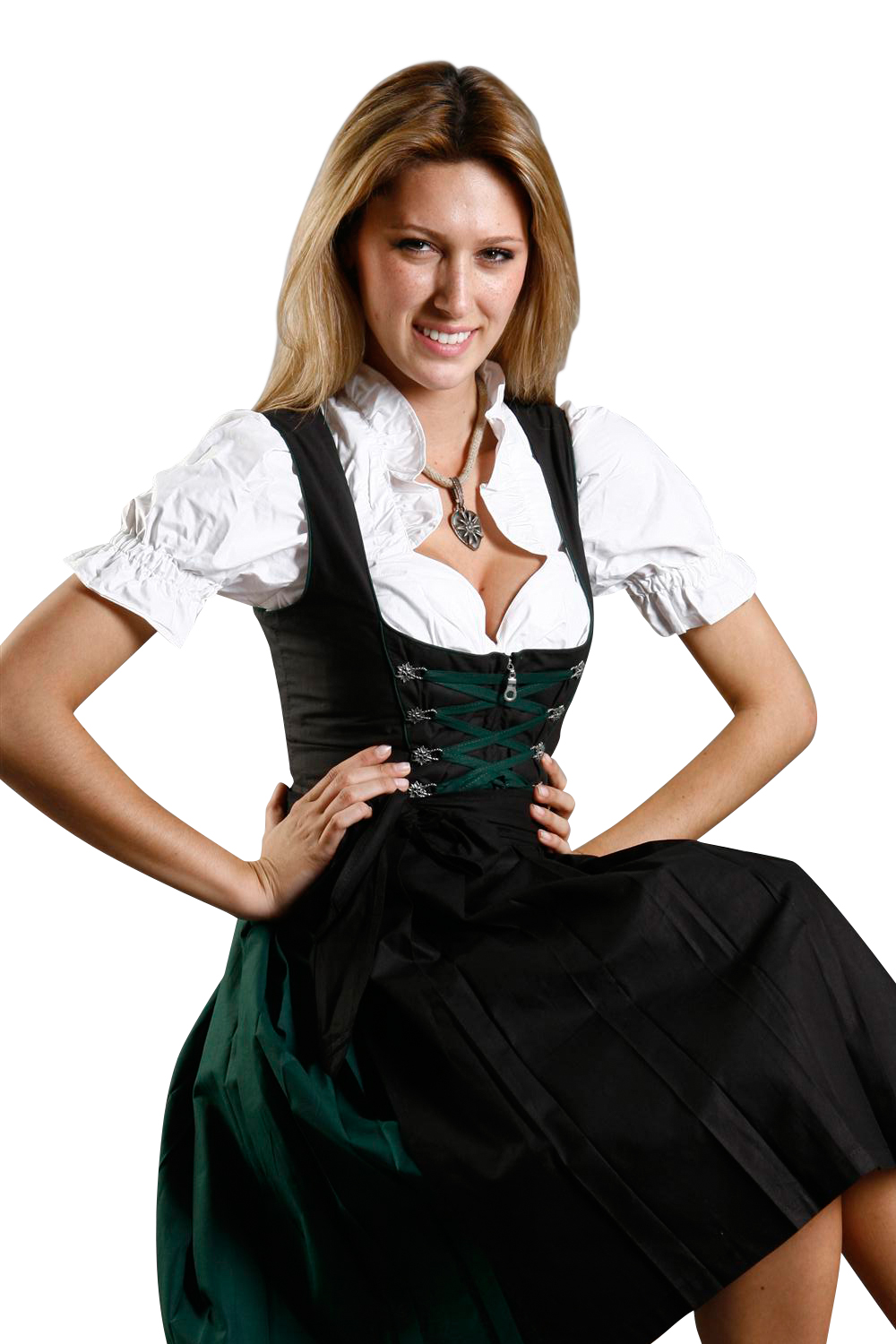 Nostalgisches Mini Dirndl grün schwarz