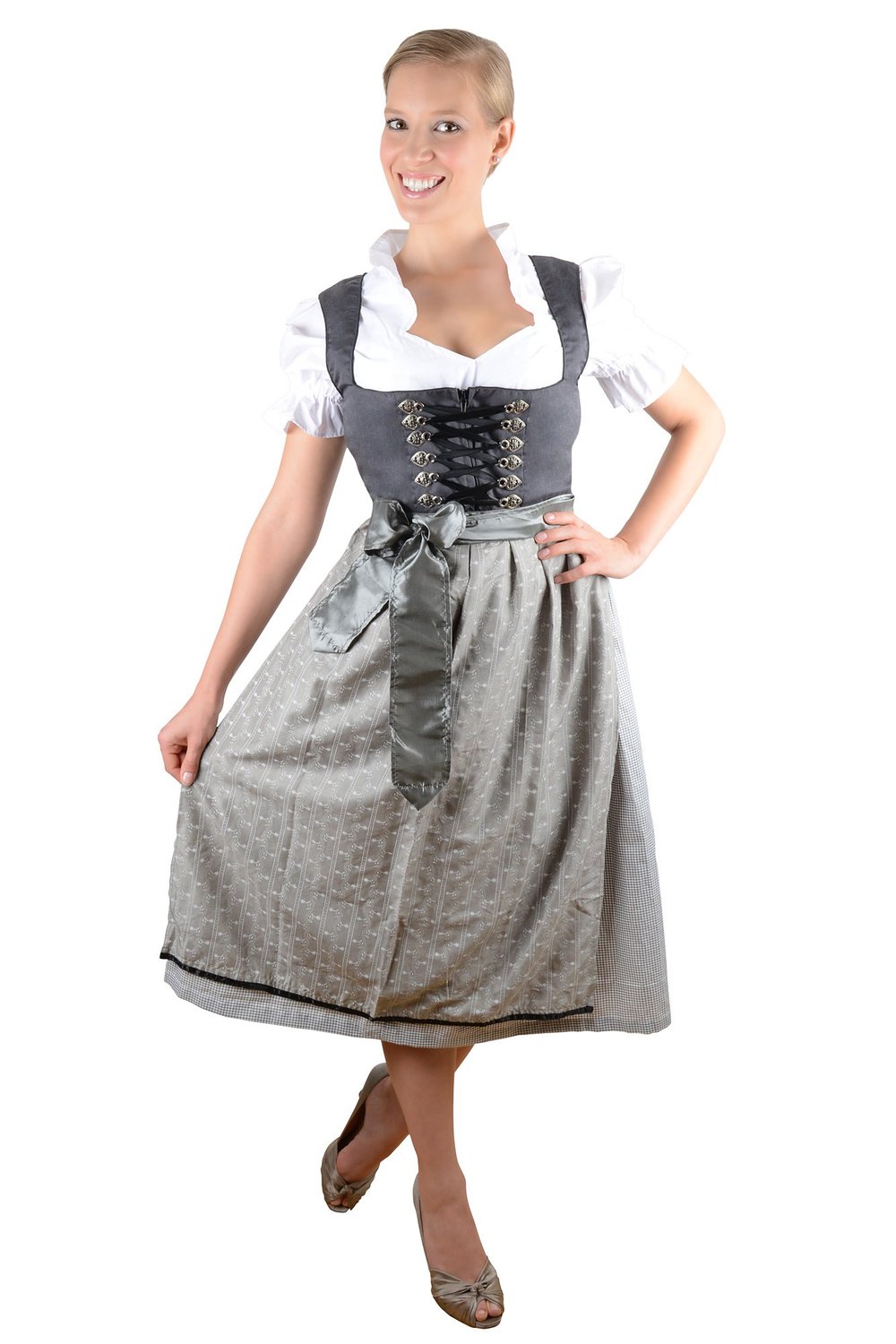 Midi Dirndl schwarz creme