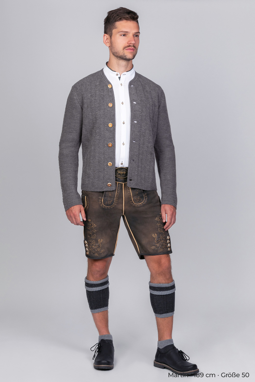 Trachten Strickjacke Leo Rauchgrau