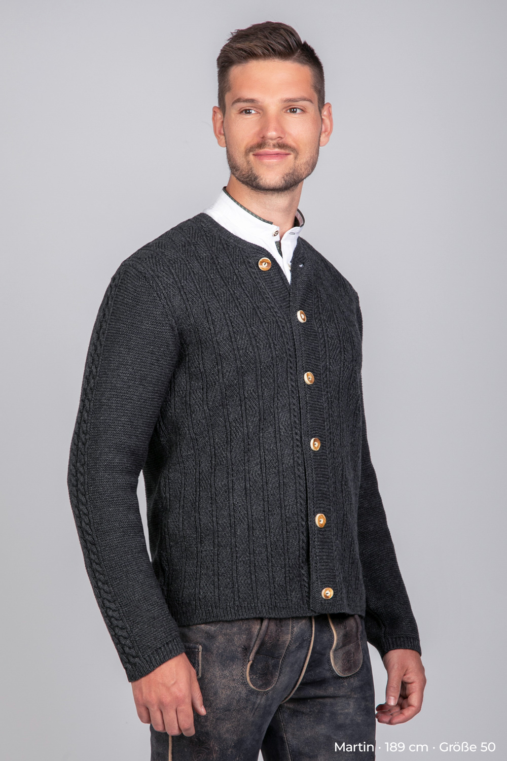 Trachten Strickjacke Leo Dunkelgrau