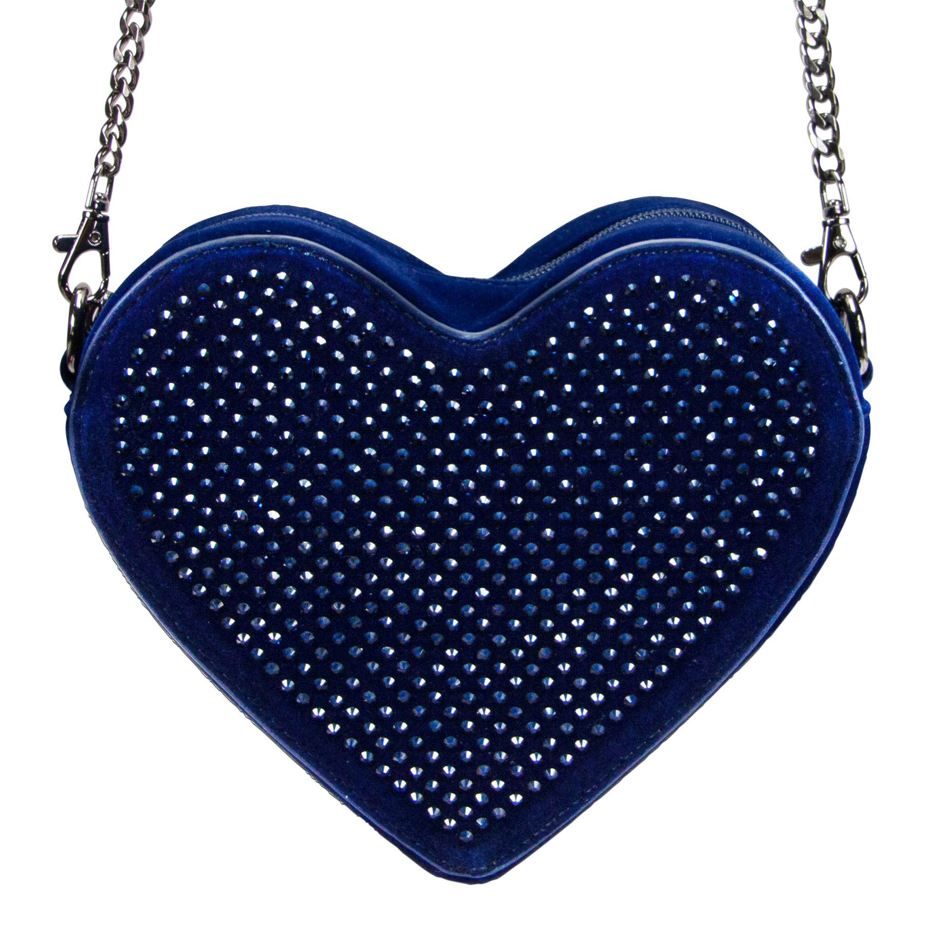 Dirndltasche Valerie Blau in Herzform mit Strasssteinen