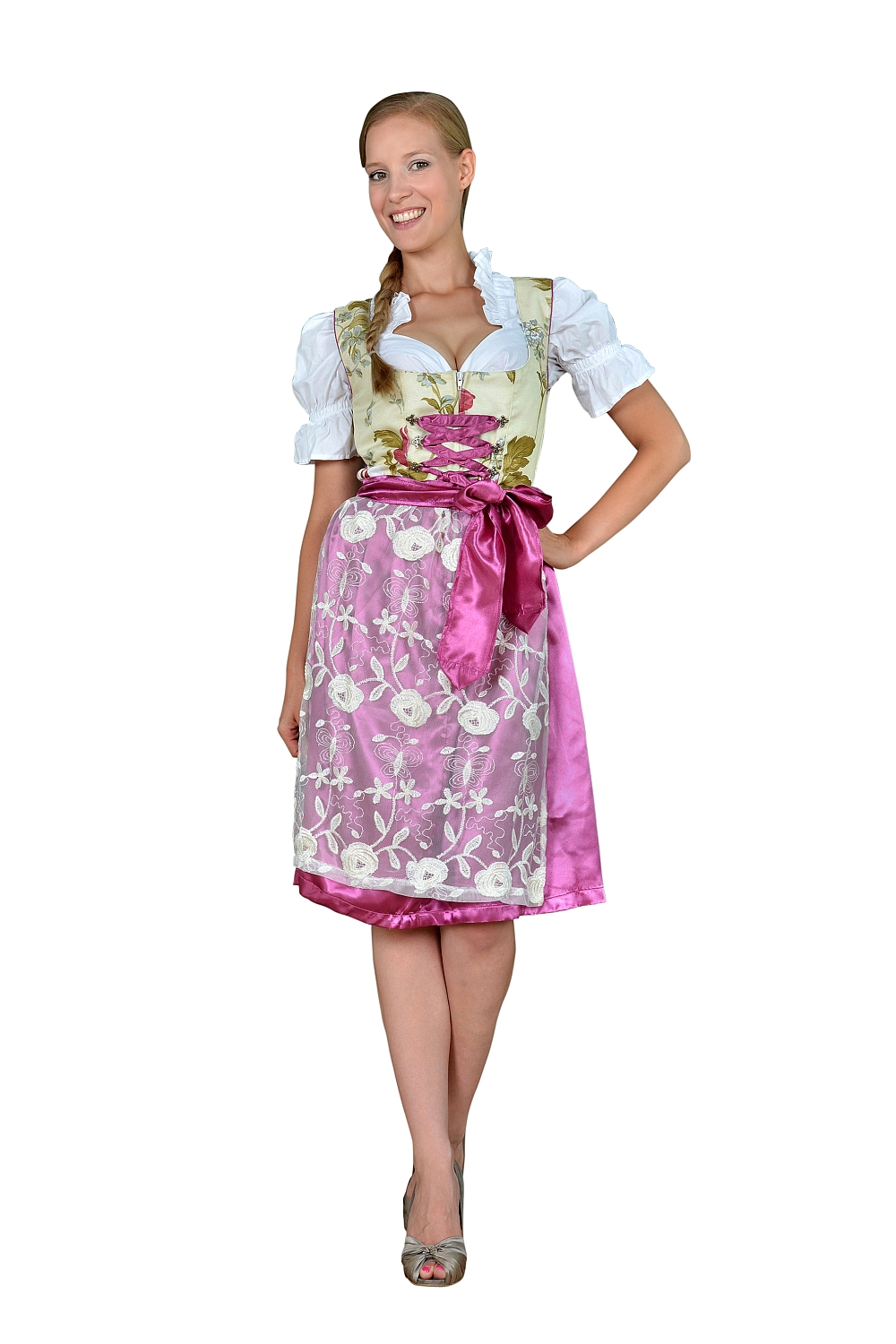 Mini Dirndl Blumen Spitze lila