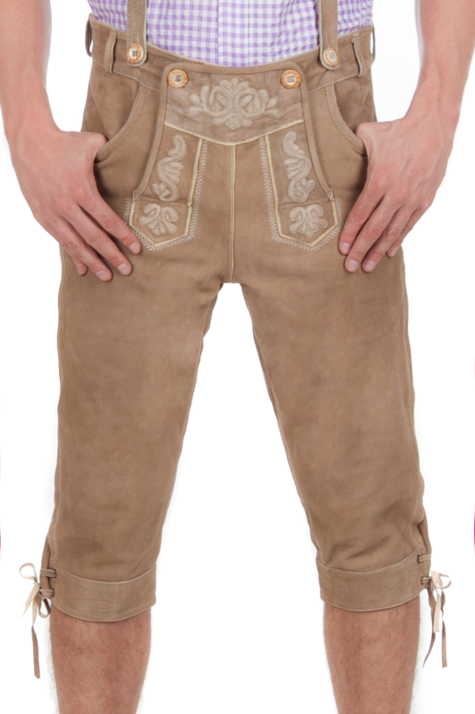 Ziegenvelour Wildbock Trachtenlederhose mittelbraun