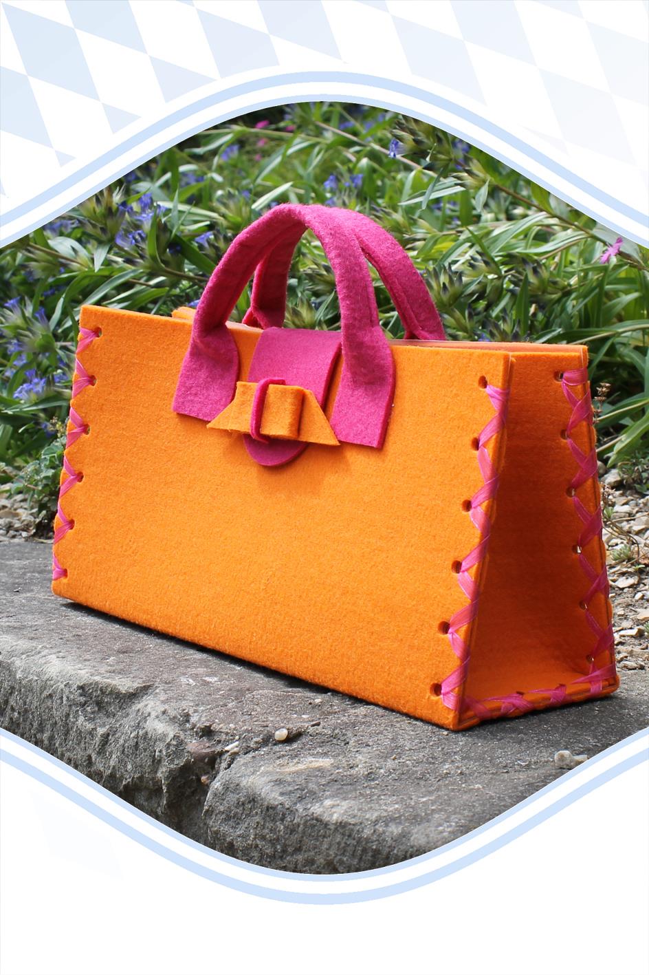 Dirndltasche Filz orange pink länglich