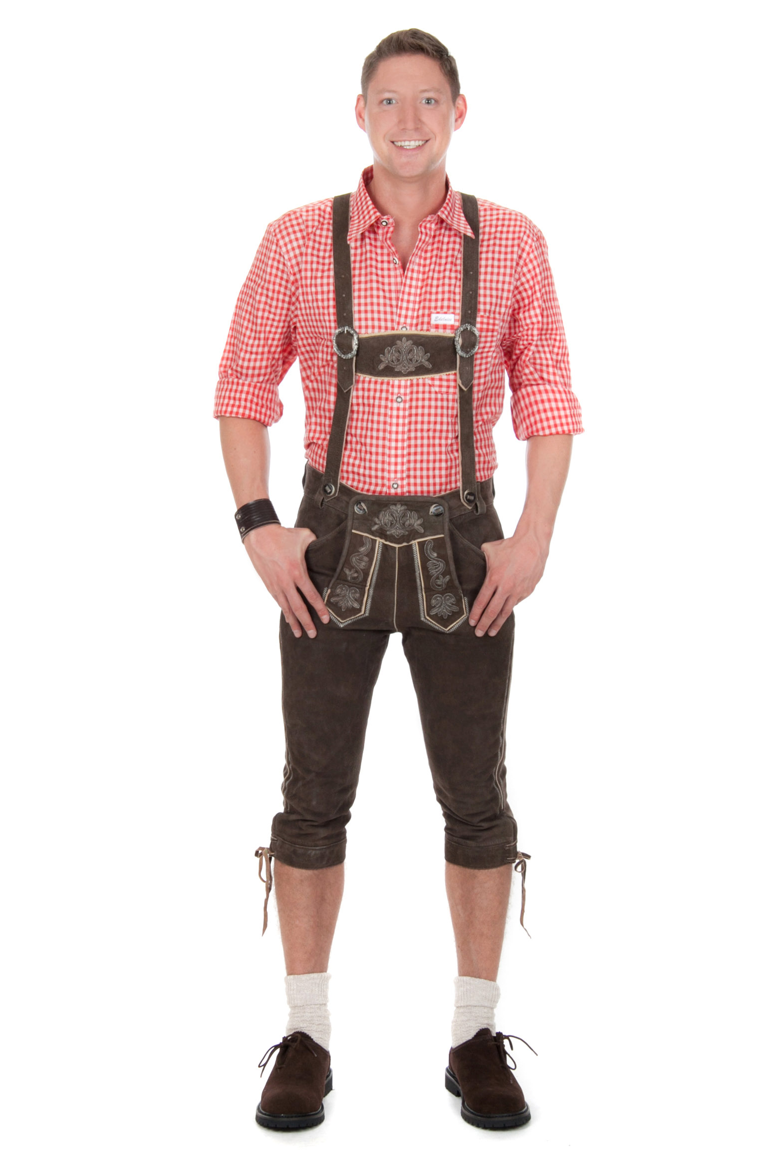 Ziegenvelour Wildbock Trachtenlederhose dunkelbr 