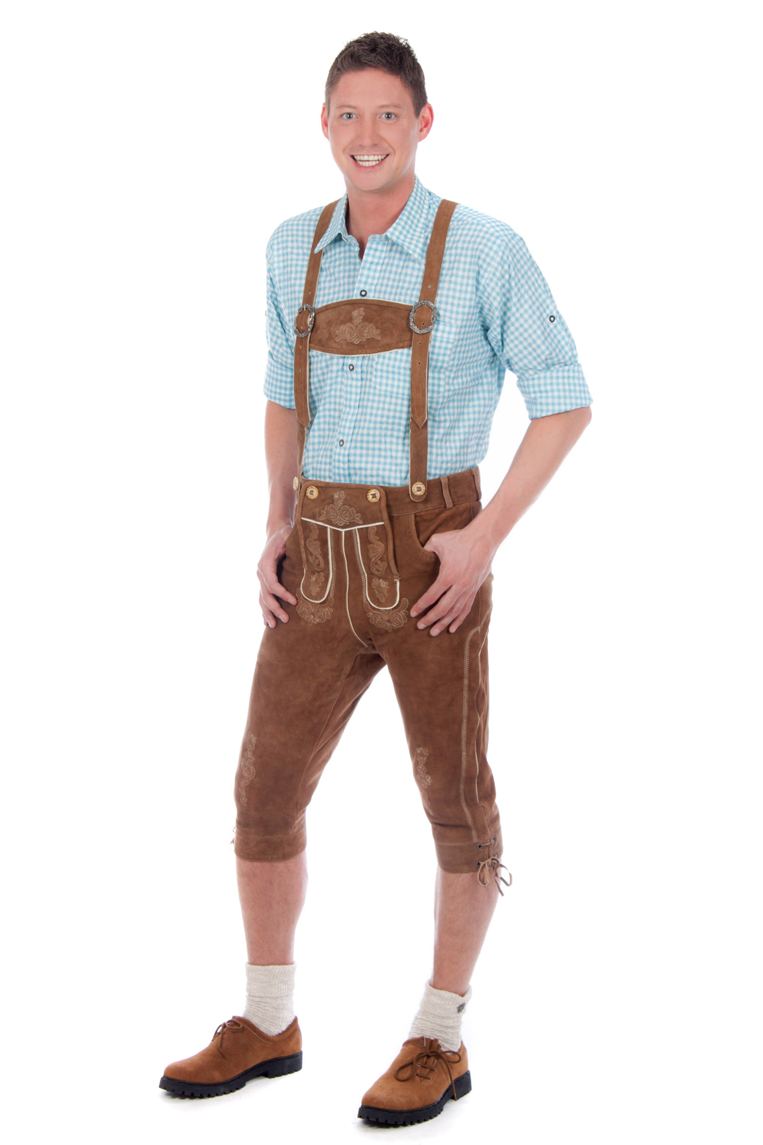 Ziegenvelour Wildbock Kniebundhose mittelbraun2