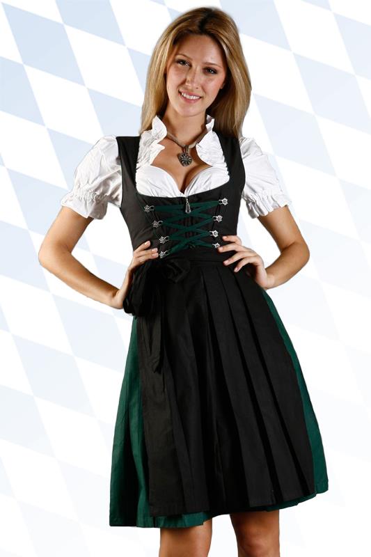 Nostalgisches Mini Dirndl grün schwarz