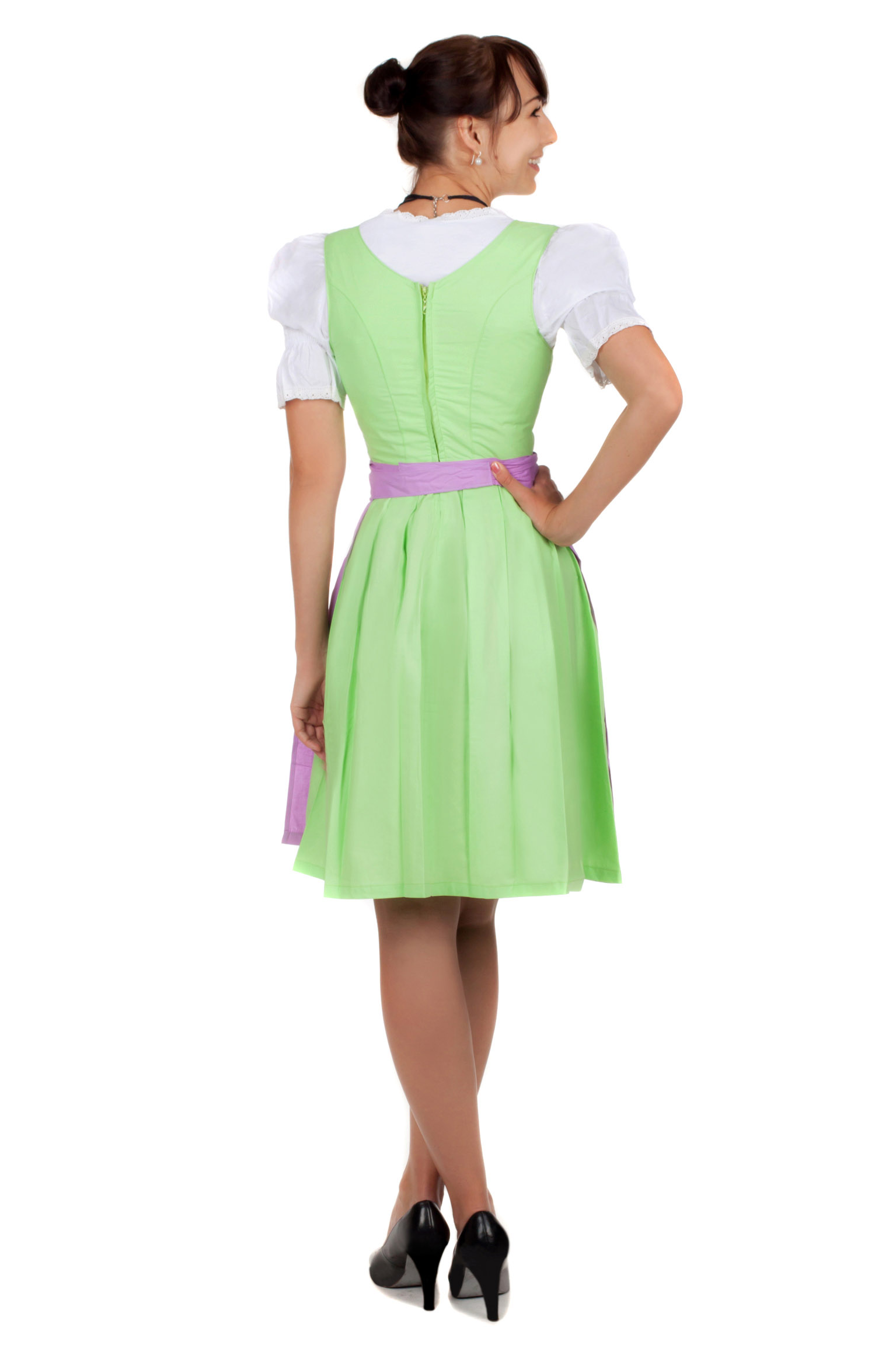 Sexy Mini Dirndl 3-teilig hellgrün lila 