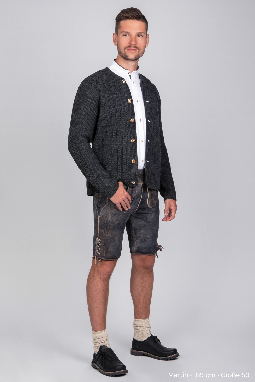 Trachten Strickjacke Leo Dunkelgrau