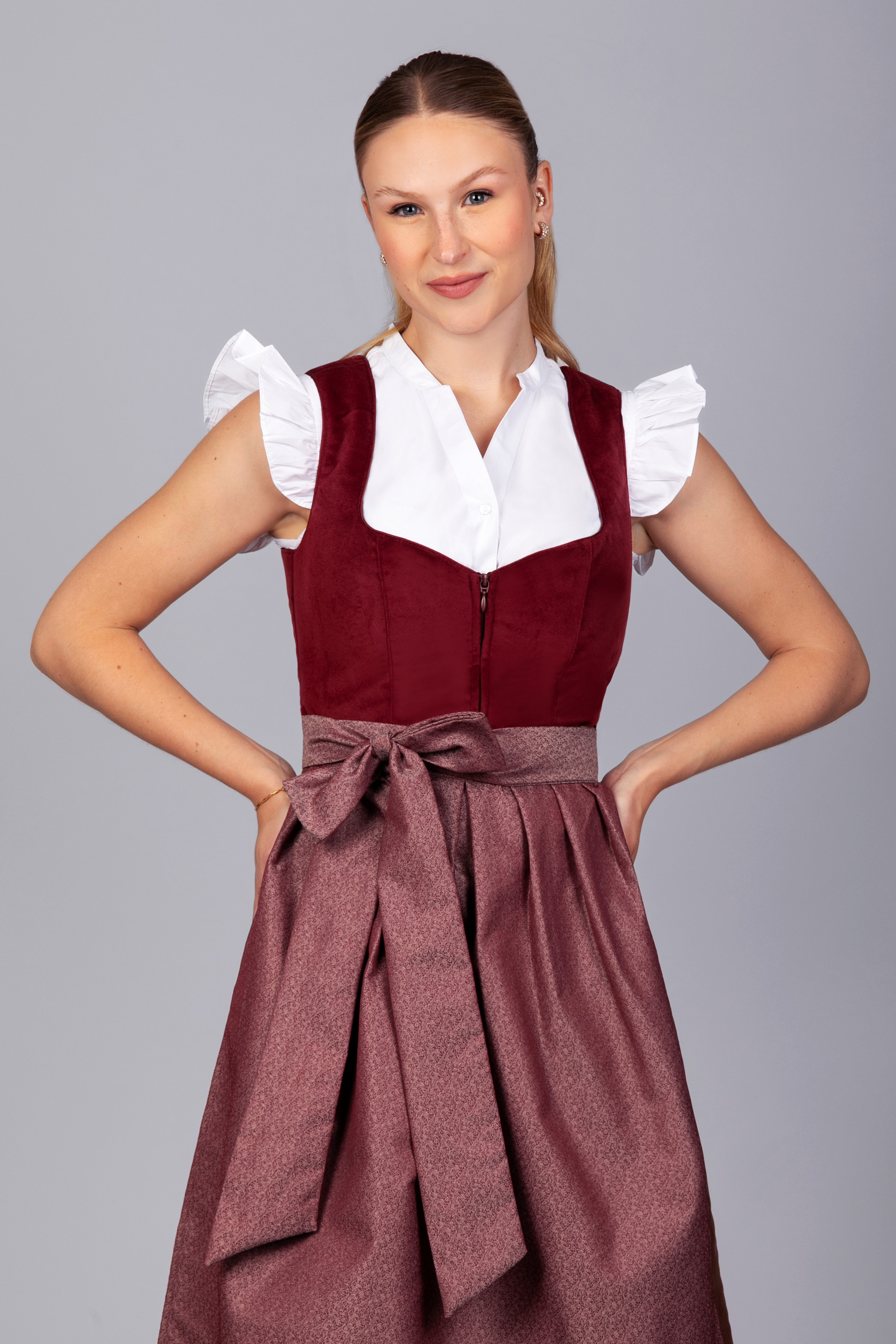 Midi Dirndl Luise Samt Rot