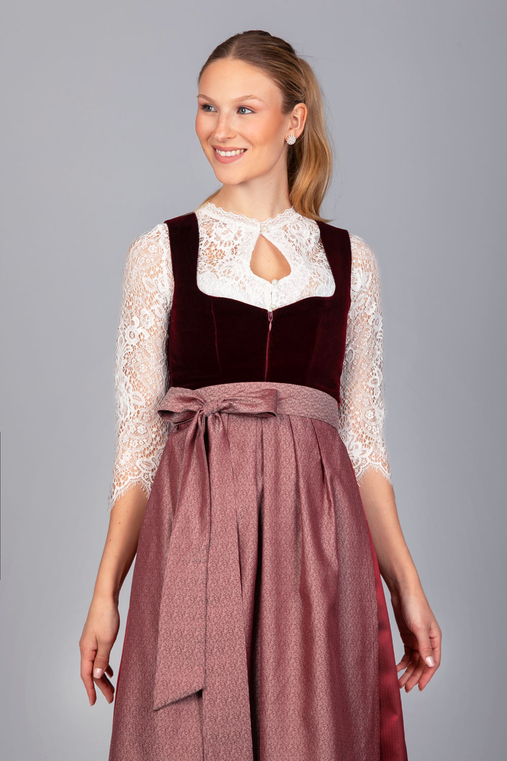 Midi Dirndl Lilly Samt Rot