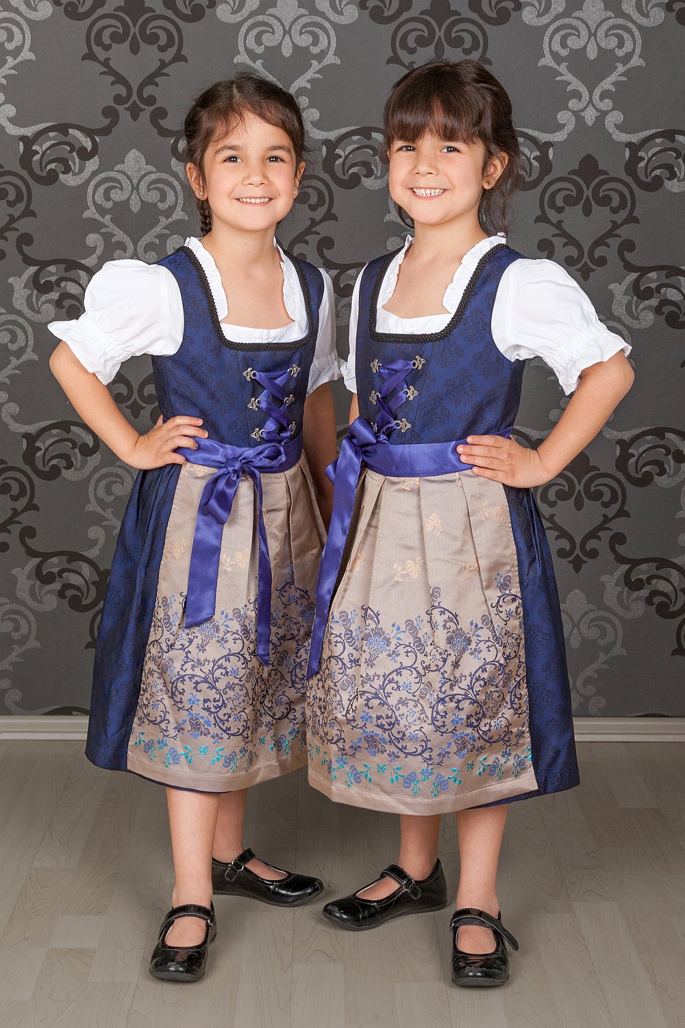 Kinder Dirndl royalblau gold