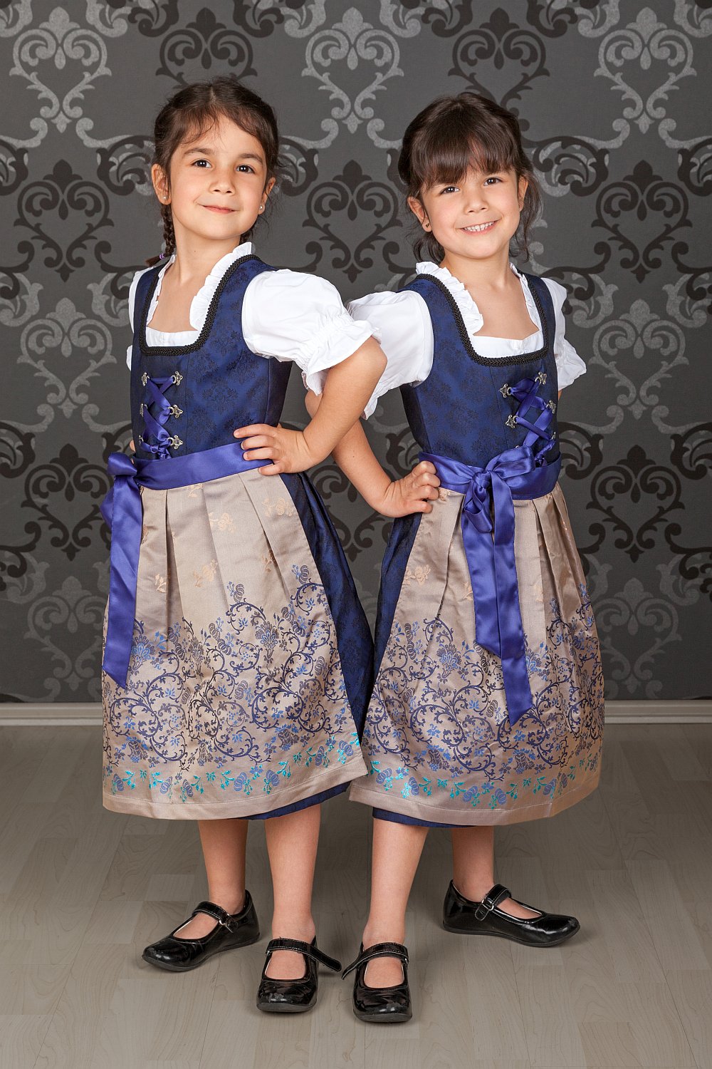 Kinder Dirndl royalblau gold