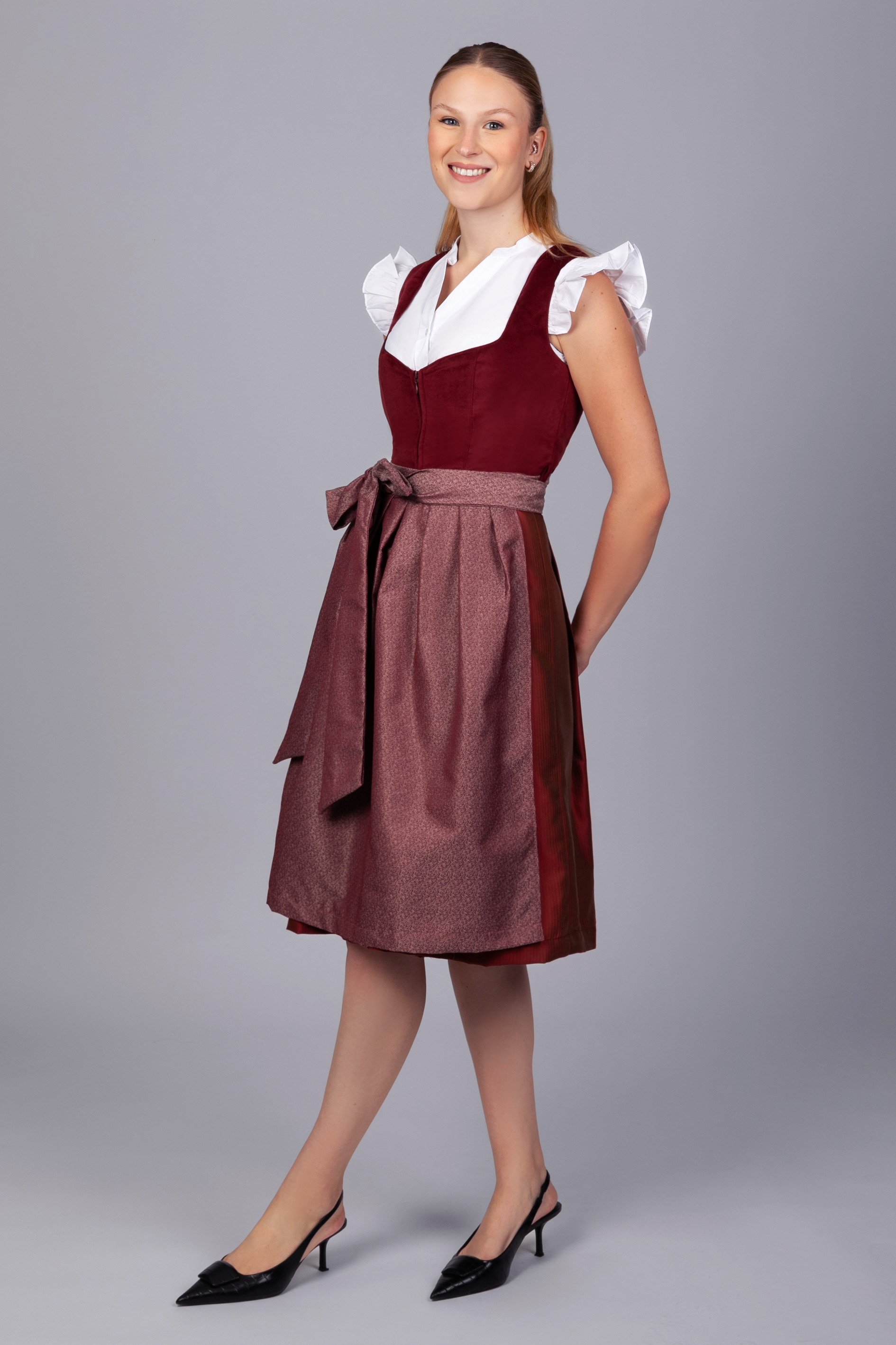 Midi Dirndl Luise Samt Rot