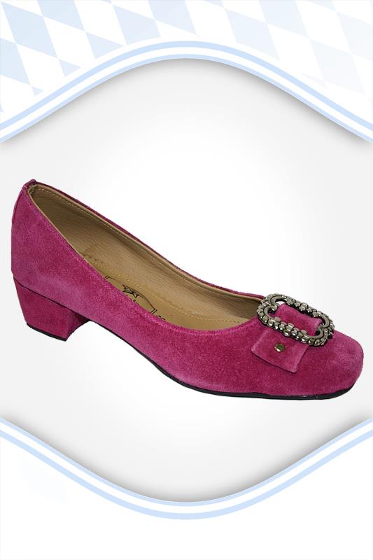 Damen Trachten Leder Pumps pink