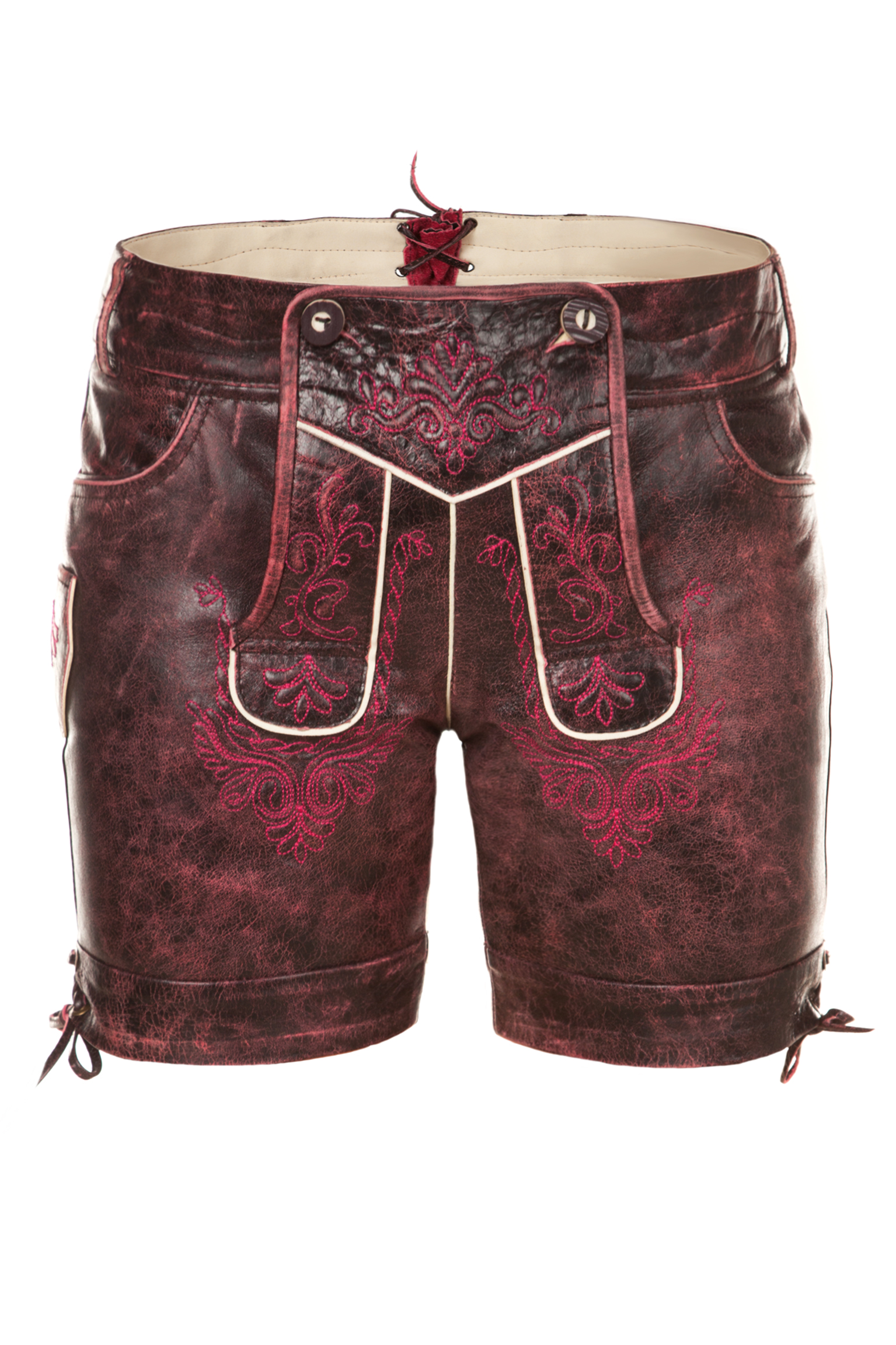 Damen Ledershorts explosive beere