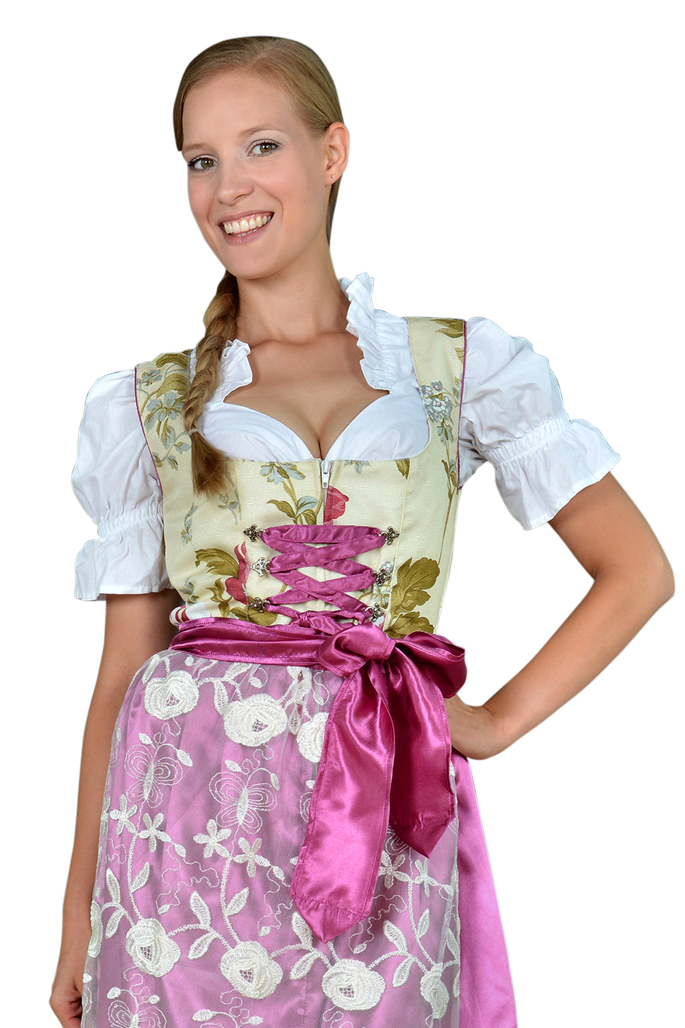 Mini Dirndl Blumen Spitze lila