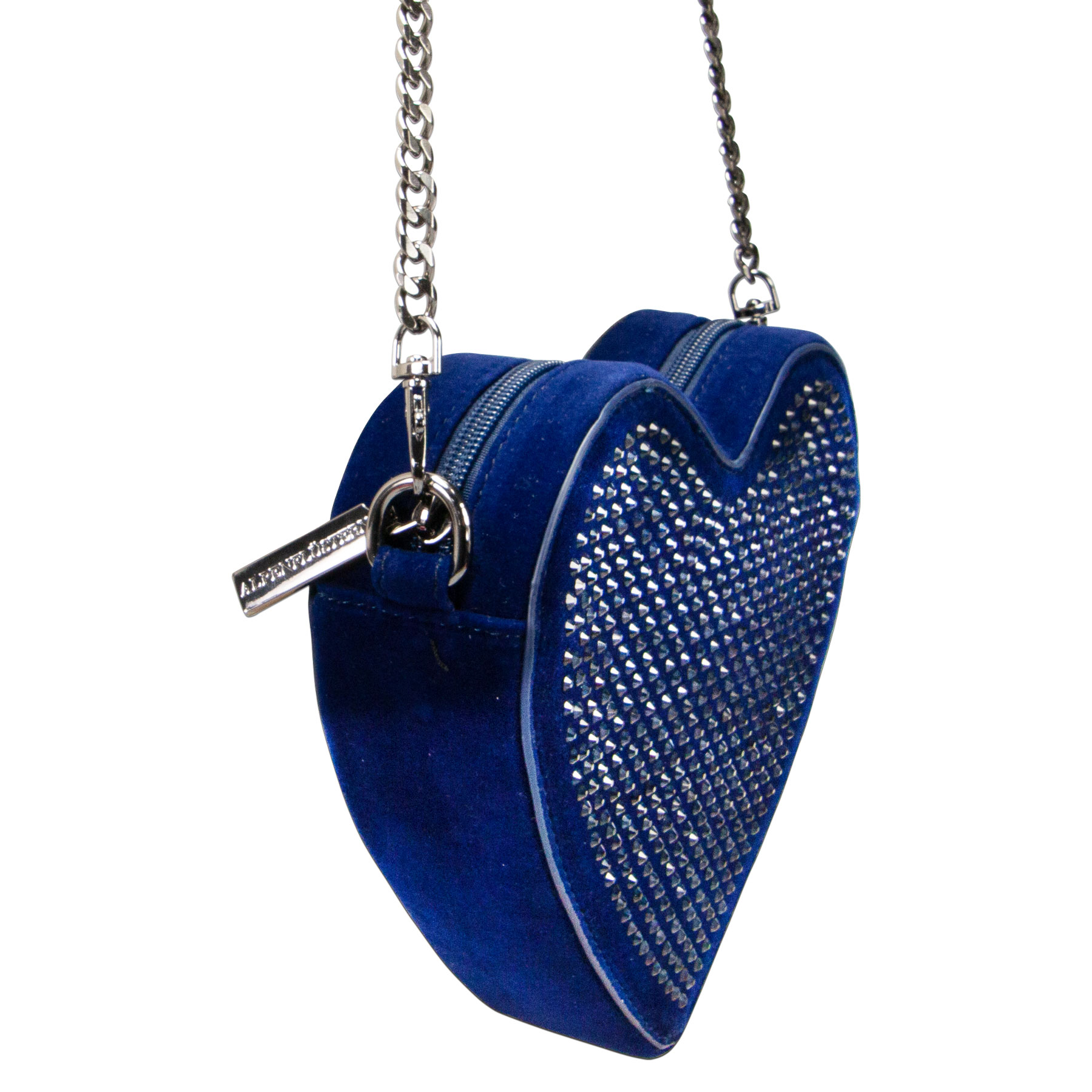 Dirndltasche Valerie Blau in Herzform mit Strasssteinen