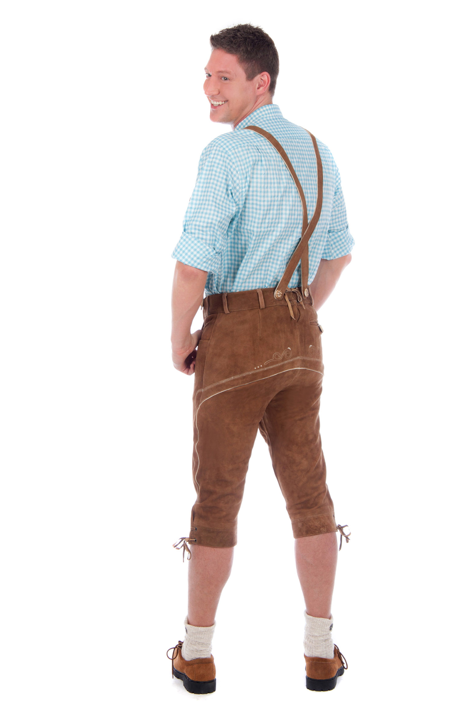 Ziegenvelour Wildbock Kniebundhose mittelbraun2