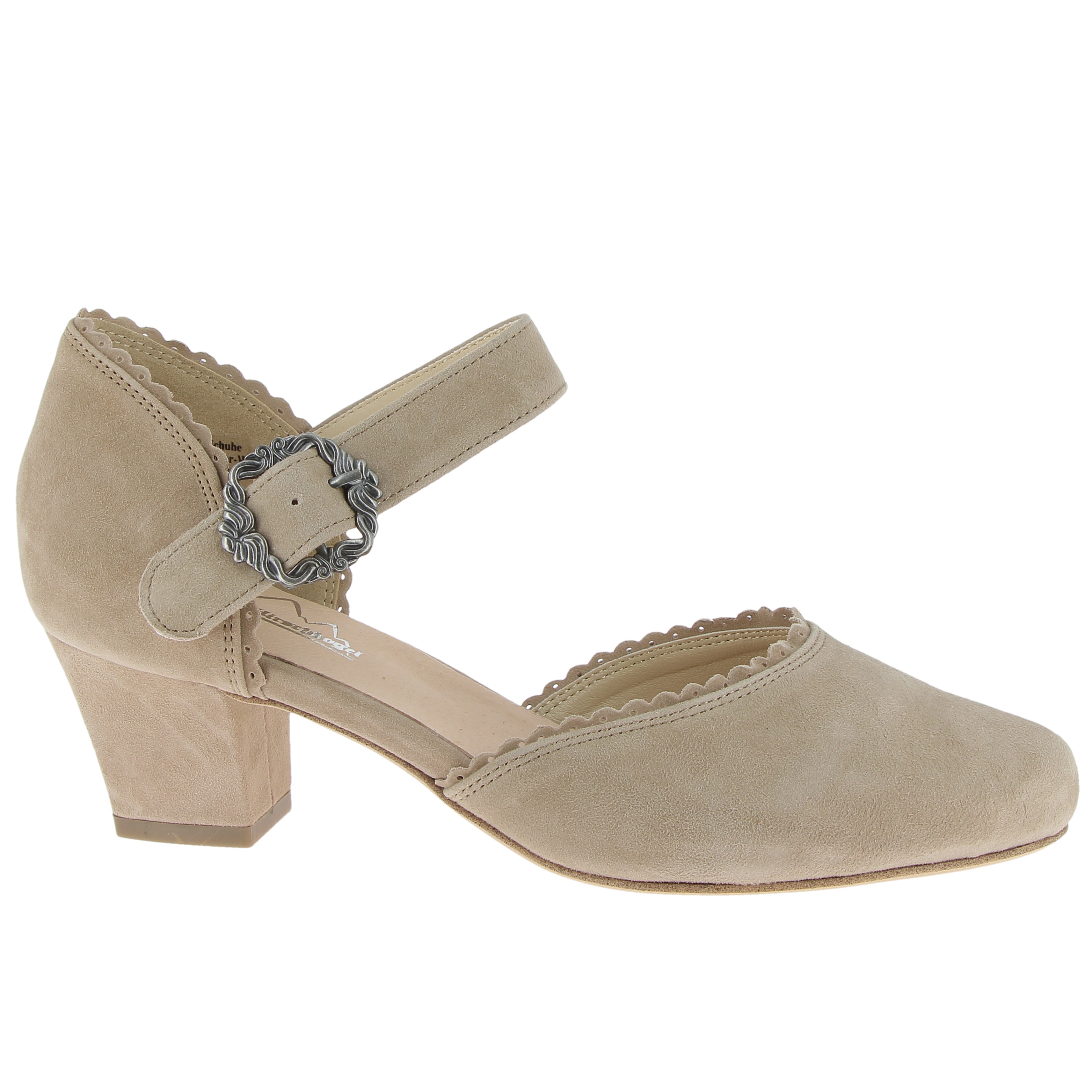 Damen Pumps Wildleder mit Schnalle Taupe