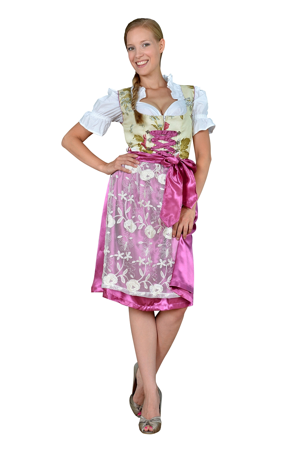 Mini Dirndl Blumen Spitze lila