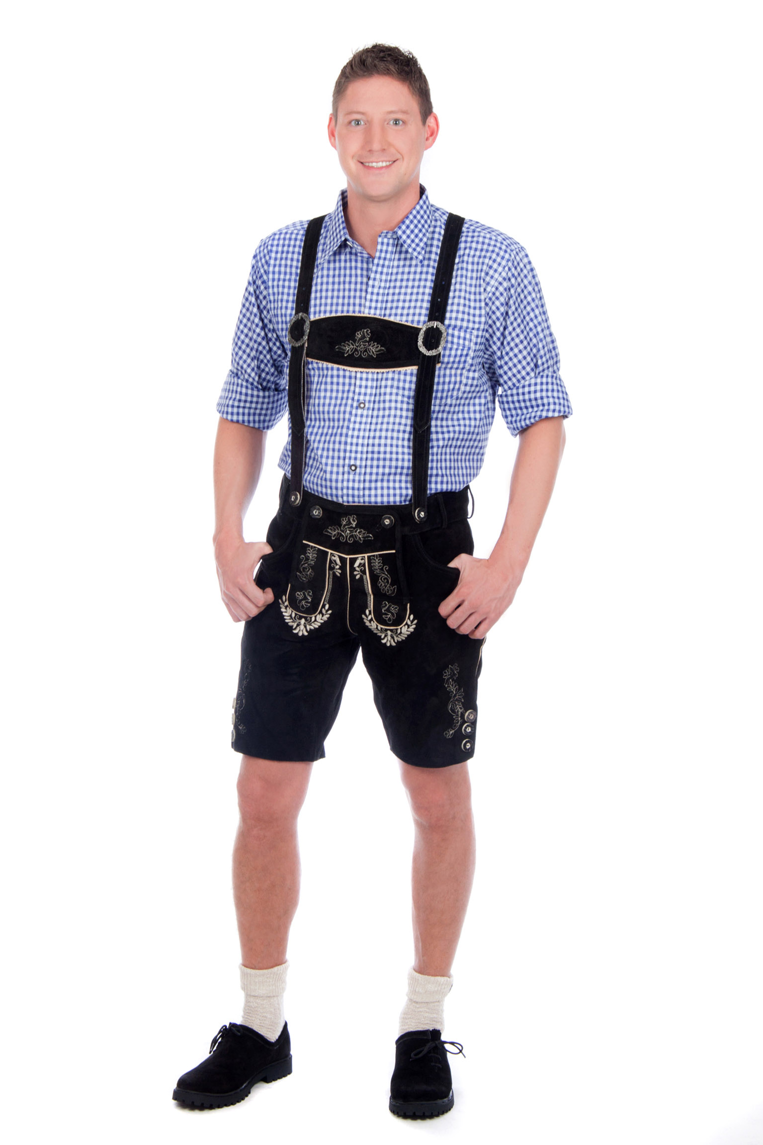 Kurze Trachtenlederhose schwarz 2