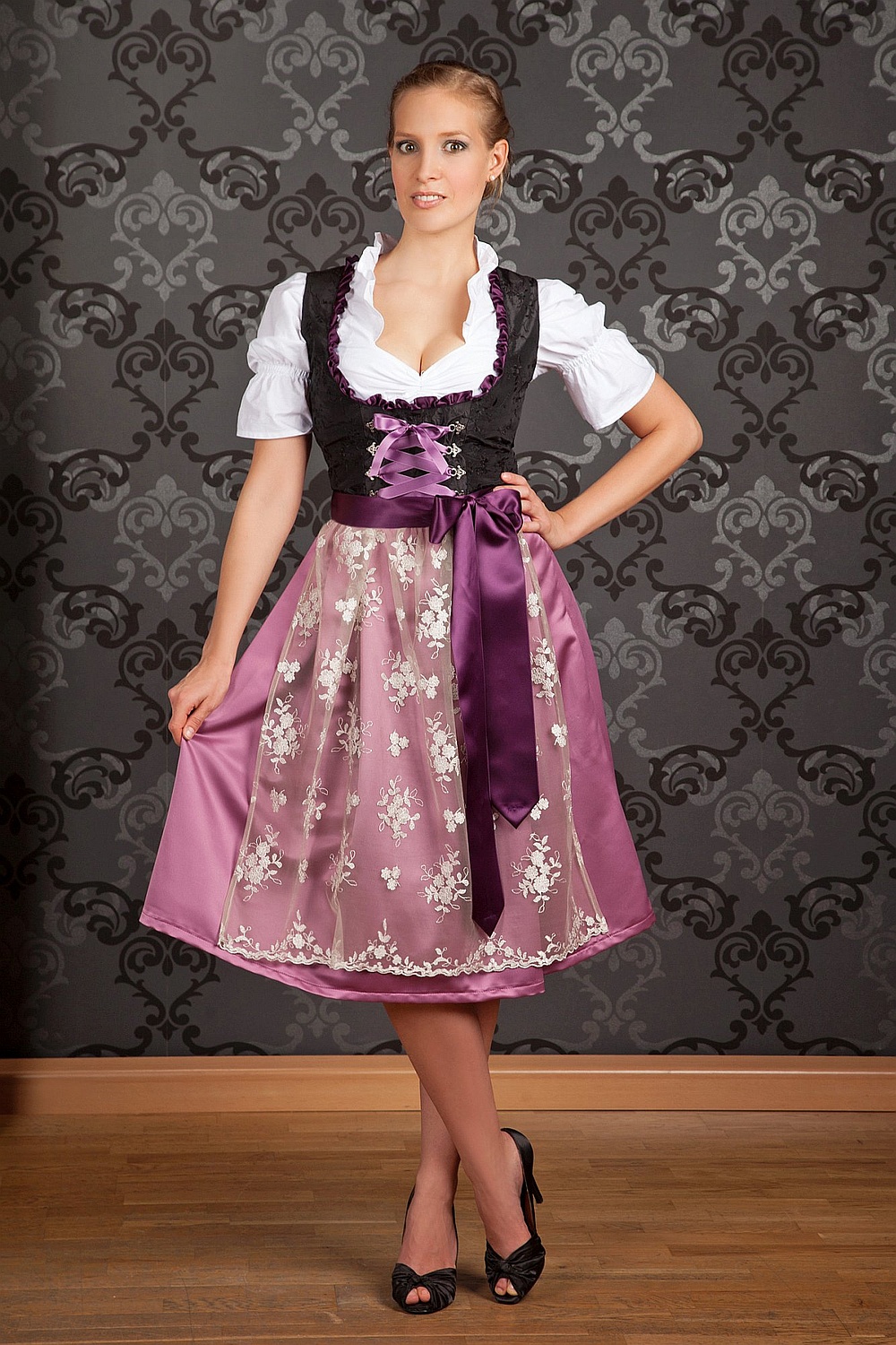 Midi Dirndl lila Alpentraum