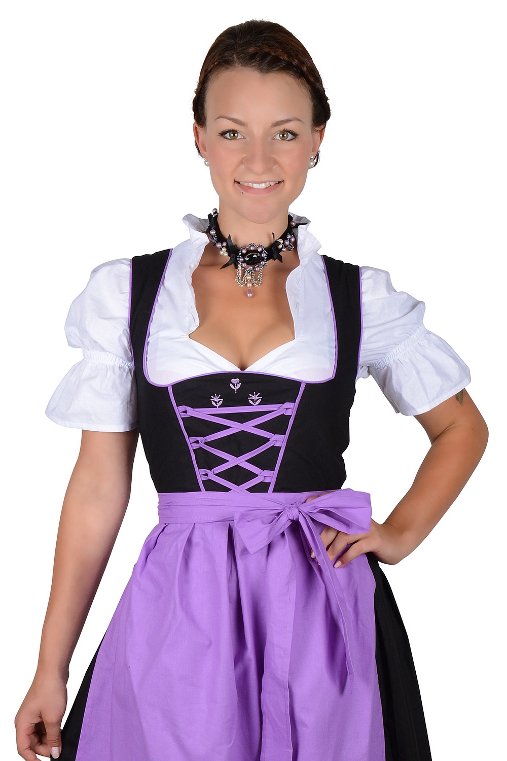 Midi Dirndl Kathi schwarz lila