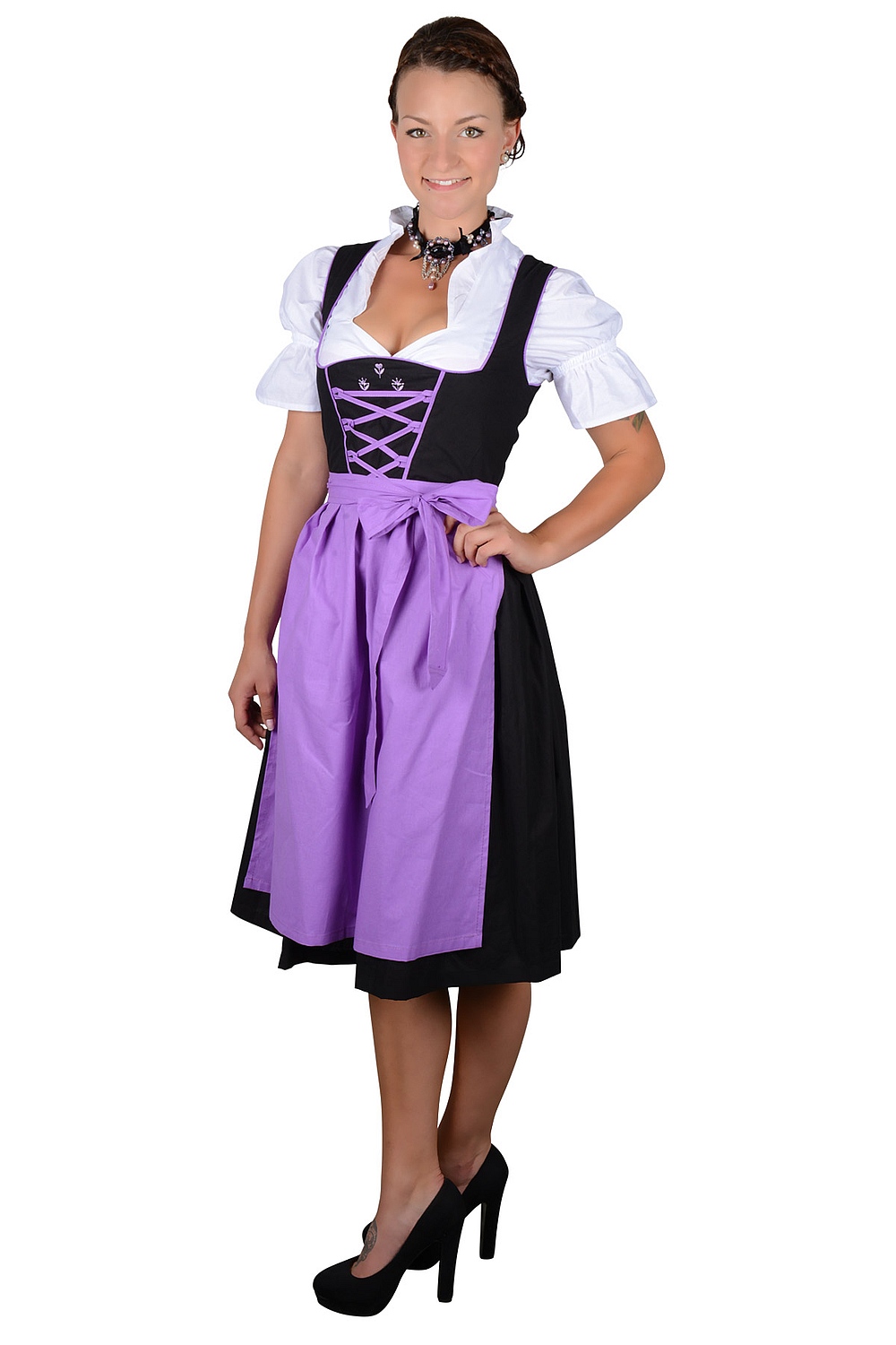 Midi Dirndl Kathi schwarz lila