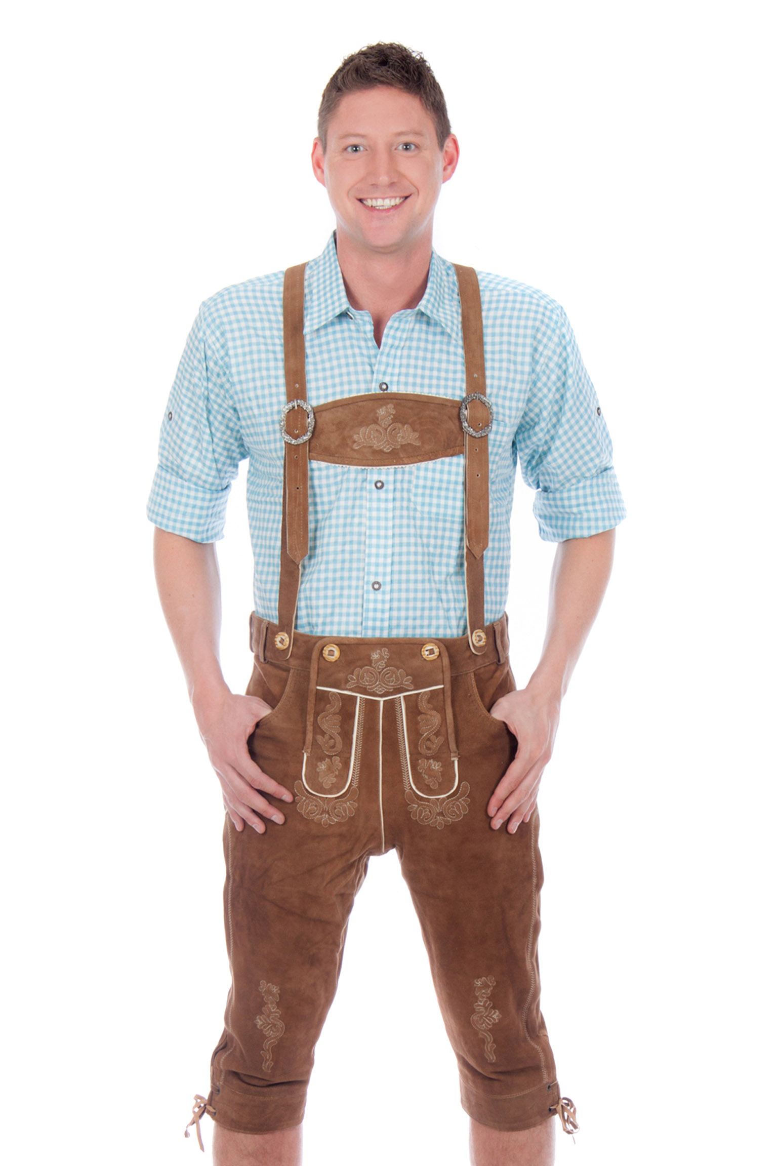 Ziegenvelour Wildbock Kniebundhose mittelbraun2