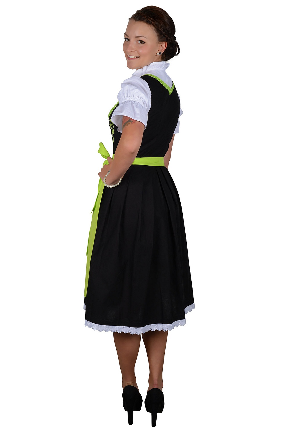 Midi Dirndl Laura schwarz grün