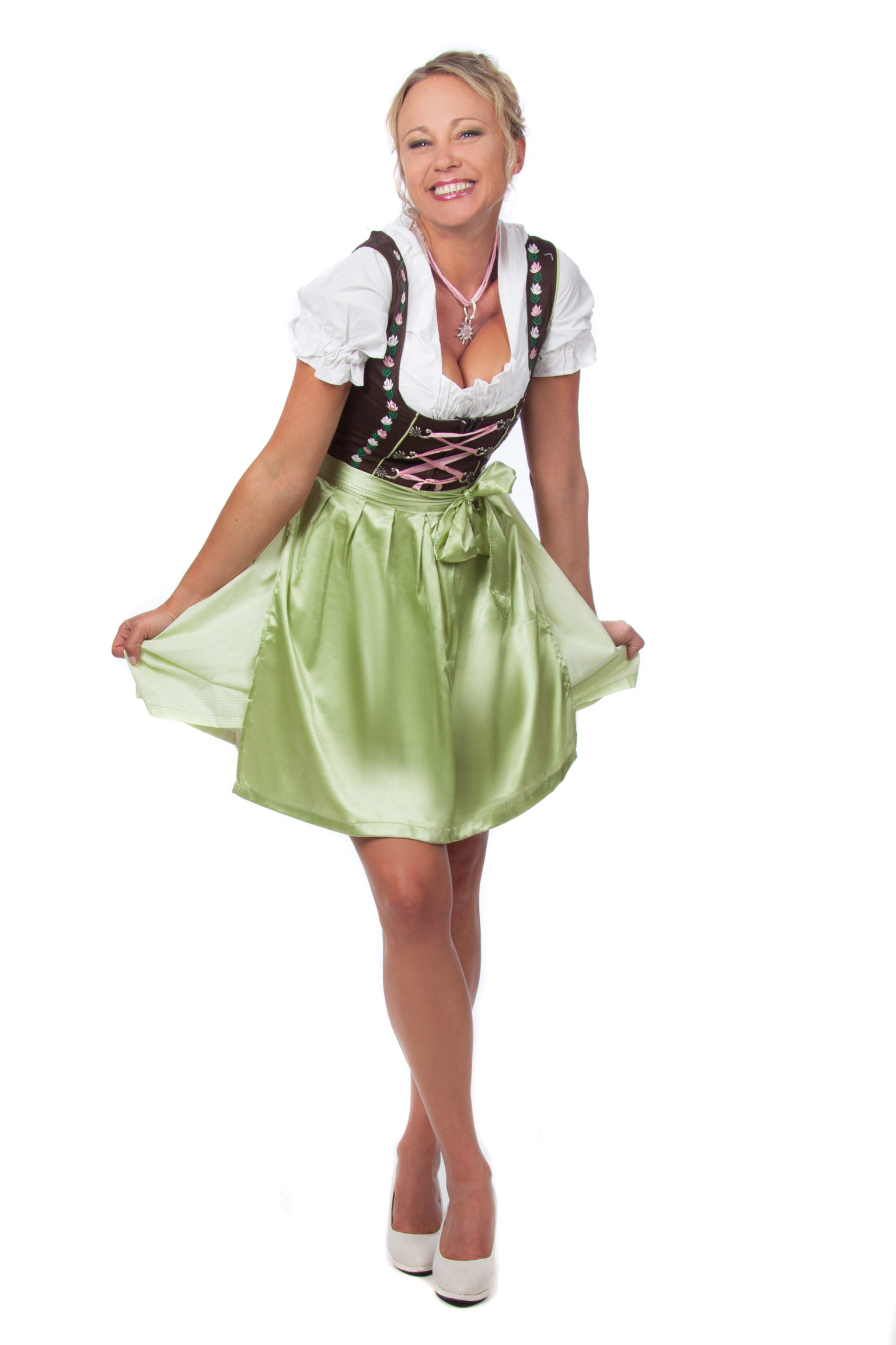 Süßes Mini Dirndl 3-teilig grün pink