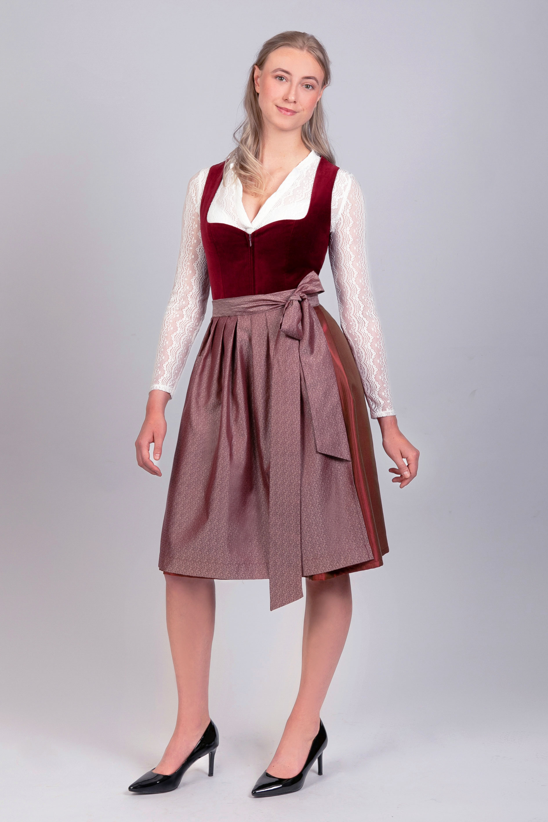 Midi Dirndl Lilly Samt Rot