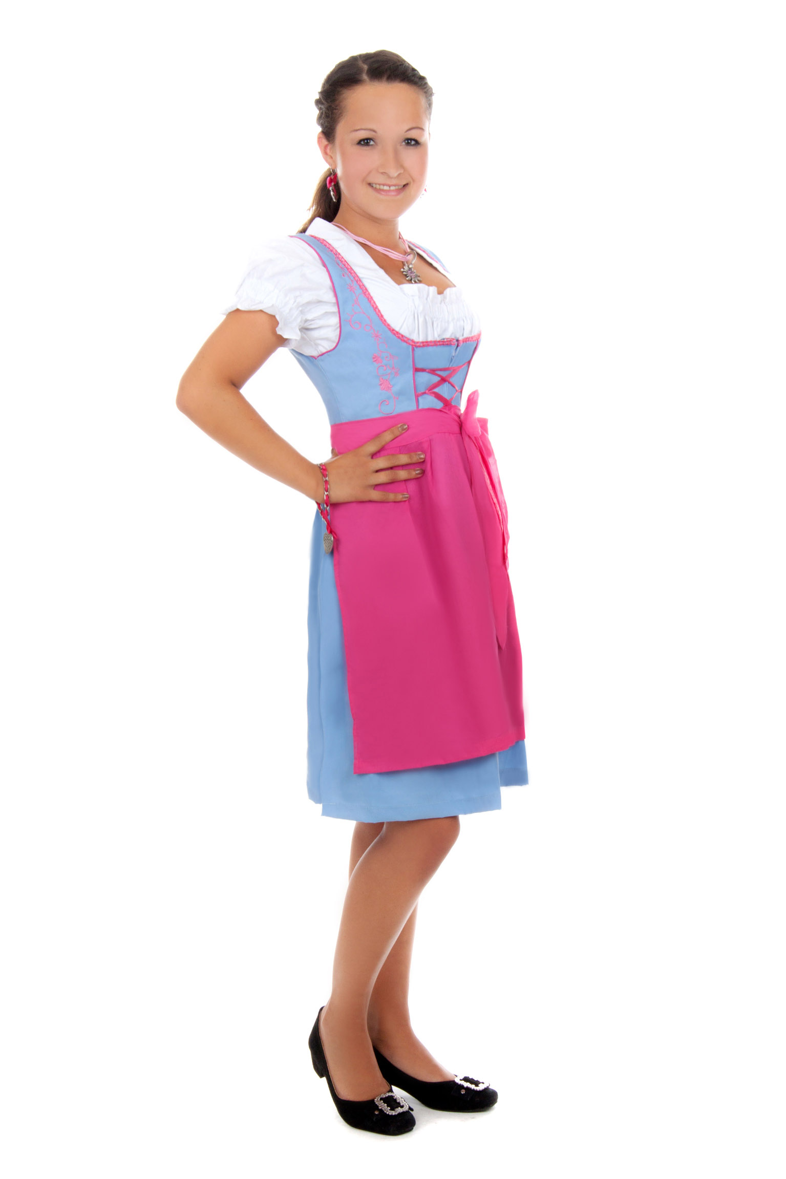 Süßes Mini Dirndl hellblau pink 