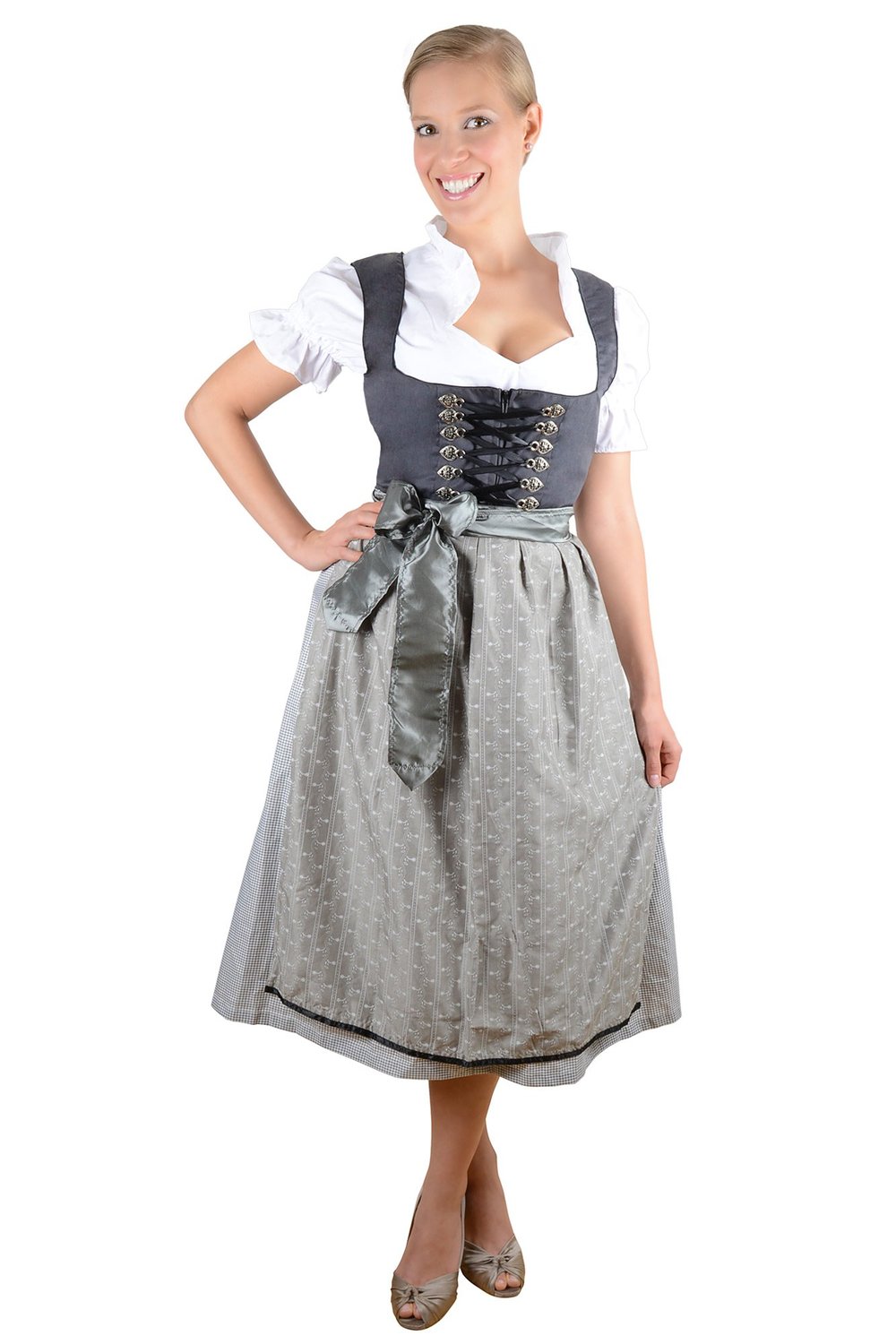 Midi Dirndl schwarz creme