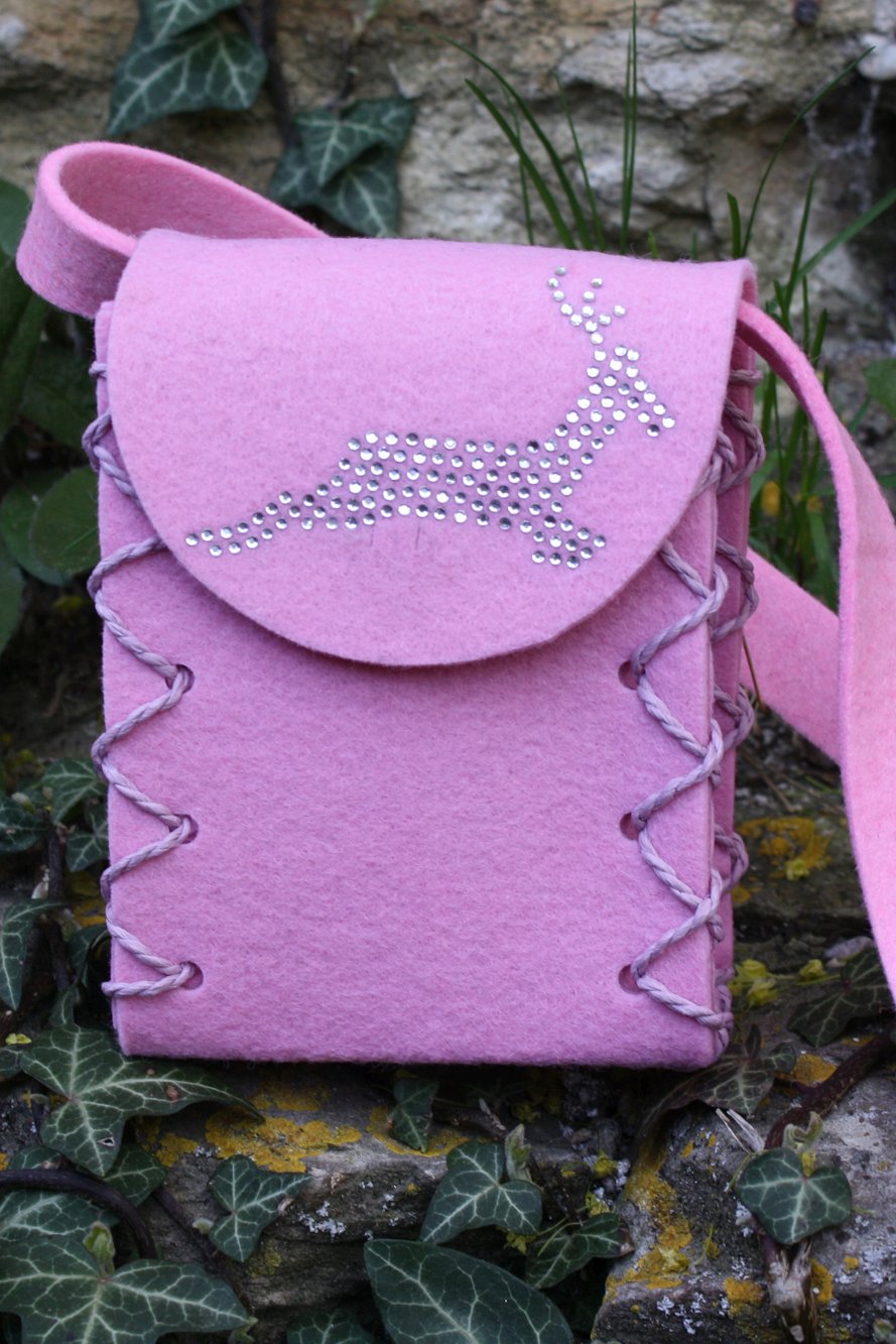 Mini Dirndltasche Filz rosa Hirsch