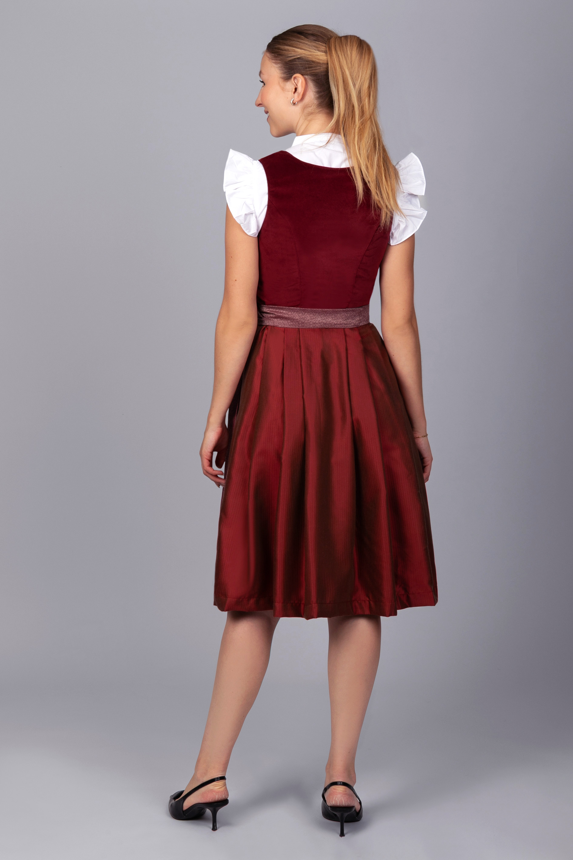 Midi Dirndl Luise Samt Rot