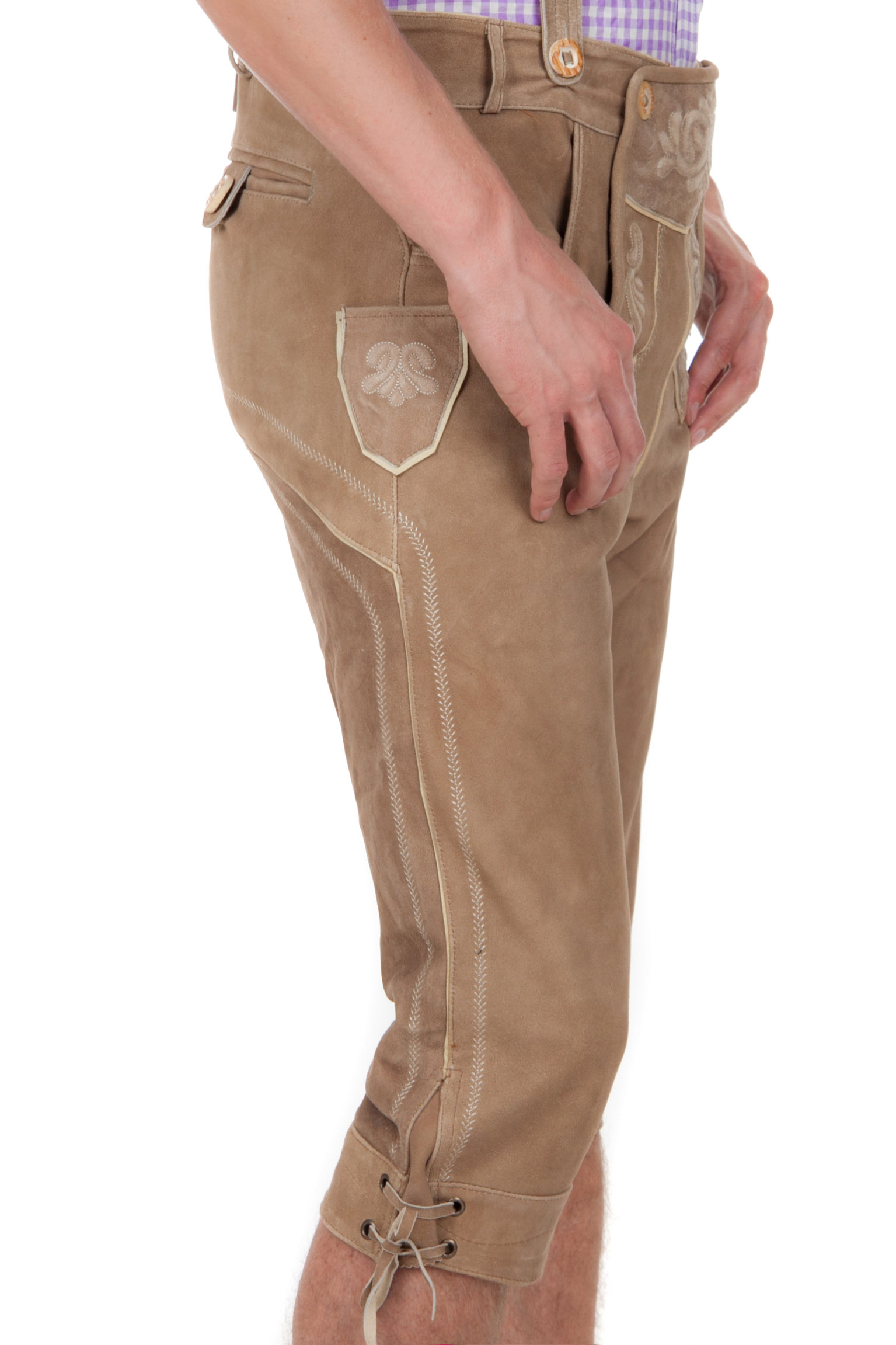 Ziegenvelour Wildbock Trachtenlederhose mittelbraun