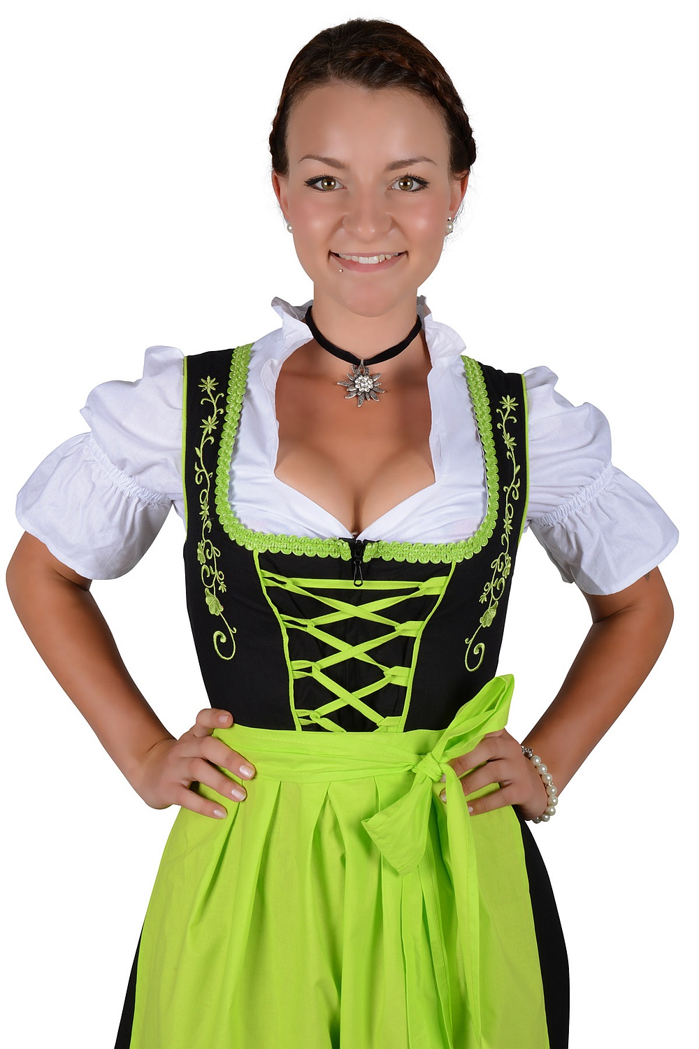 Midi Dirndl Laura schwarz grün