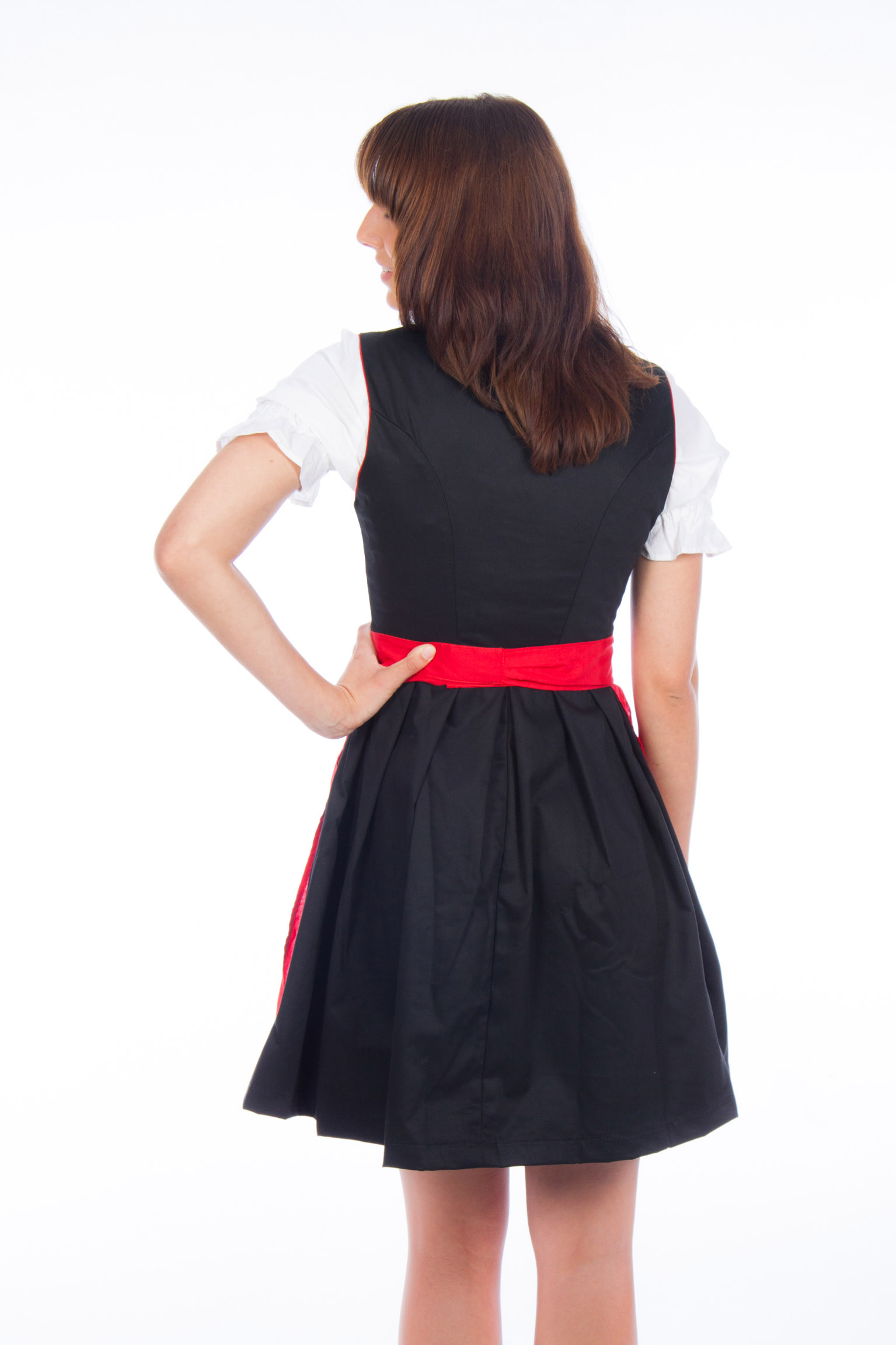 Mini Dirndl 3-teilig schwarz rot Rosen 