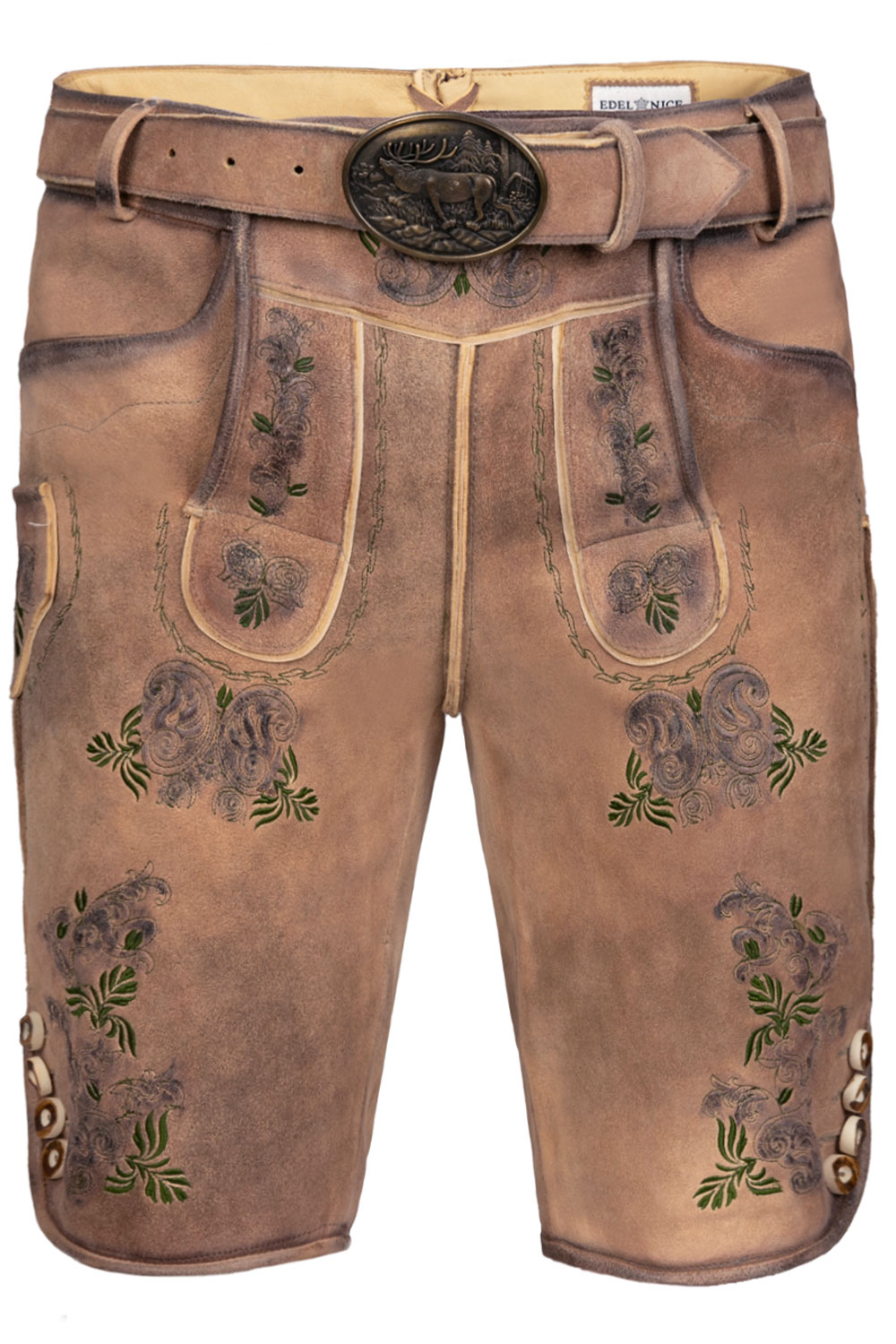 Kurze Wildbock Lederhose Peter grün sämisch