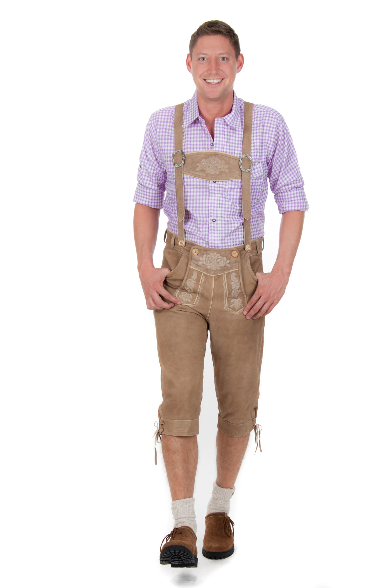 Ziegenvelour Wildbock Trachtenlederhose mittelbraun