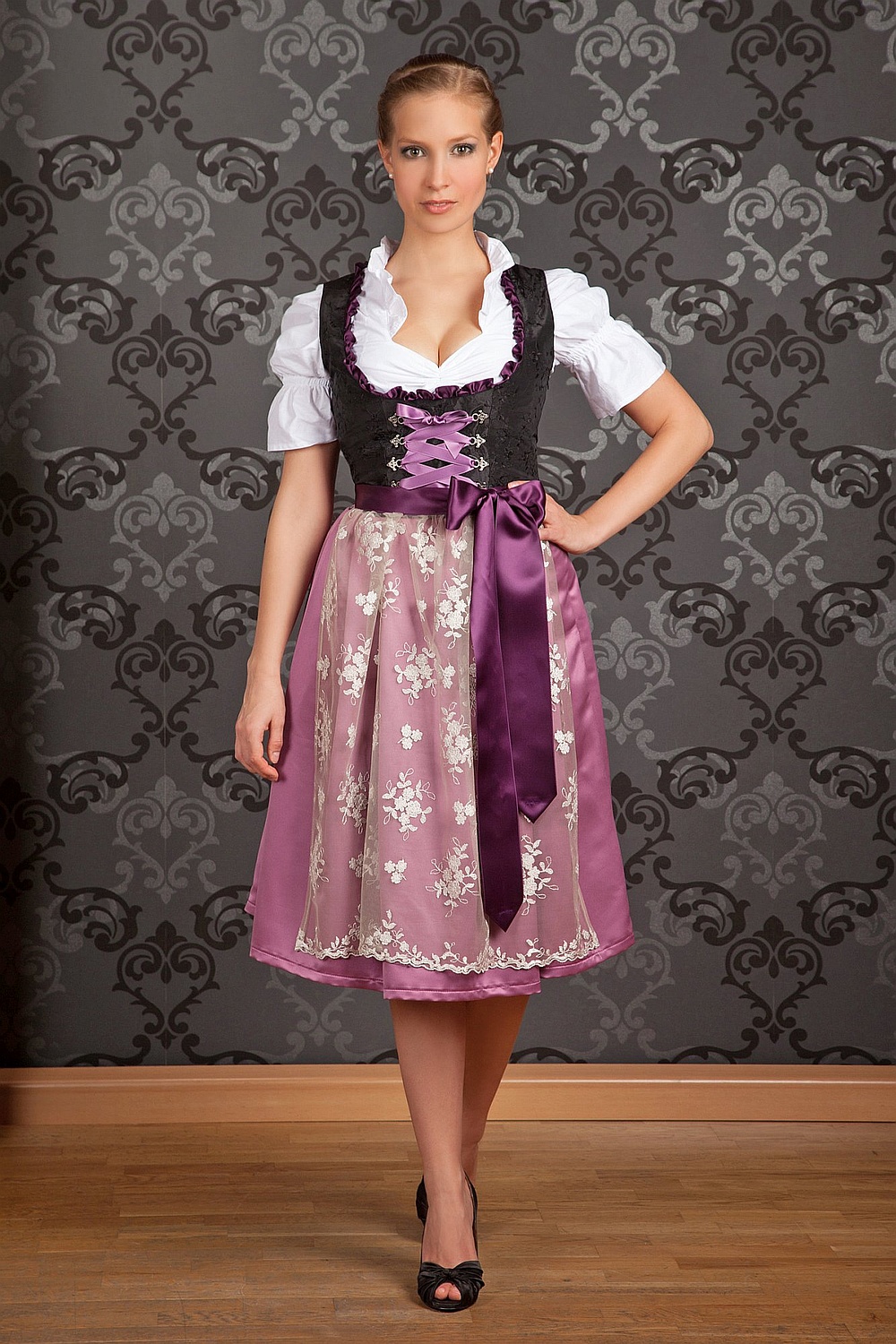 Midi Dirndl lila Alpentraum