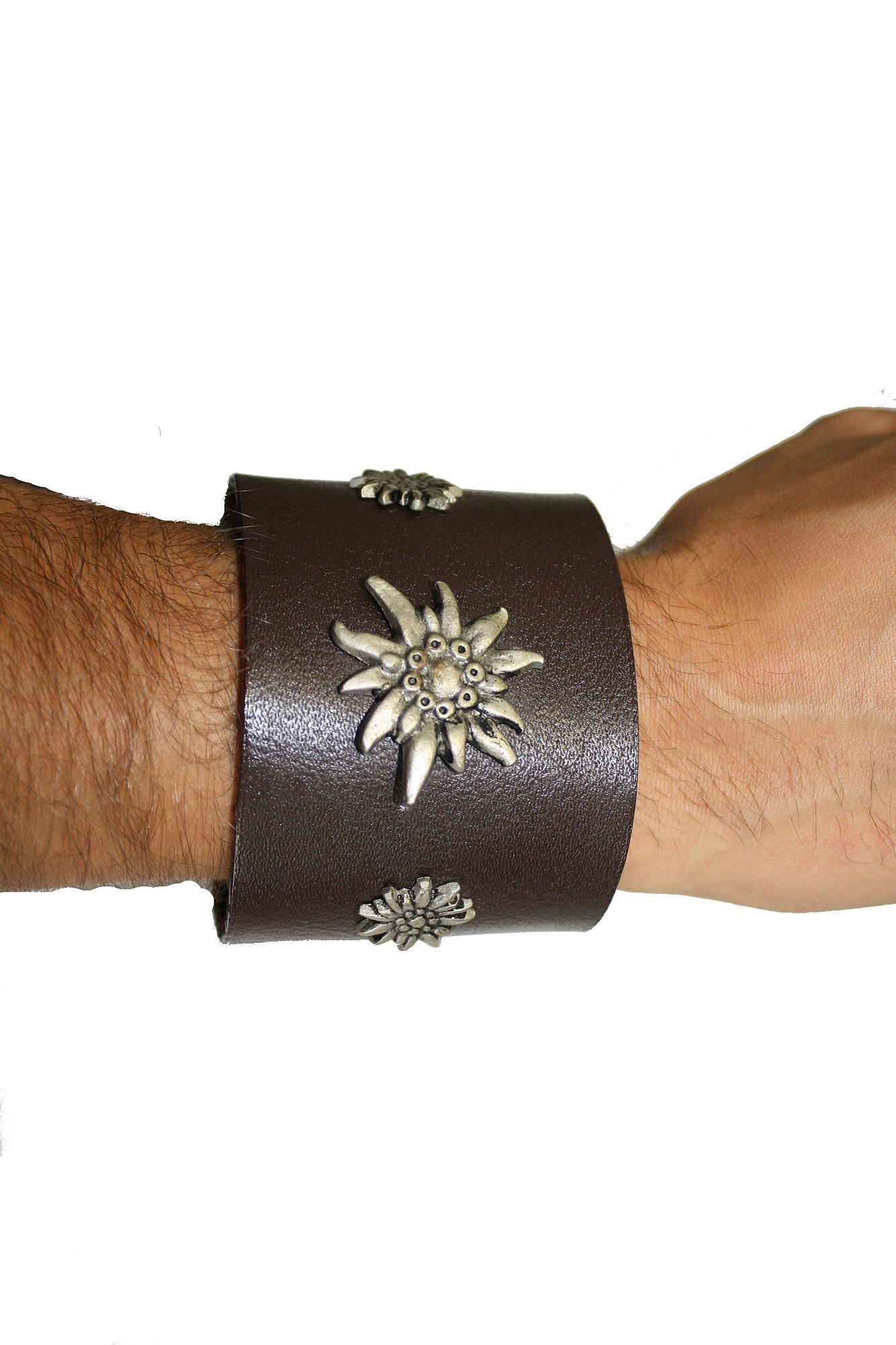 Trachten Armband Edelweiß dunkelbraun