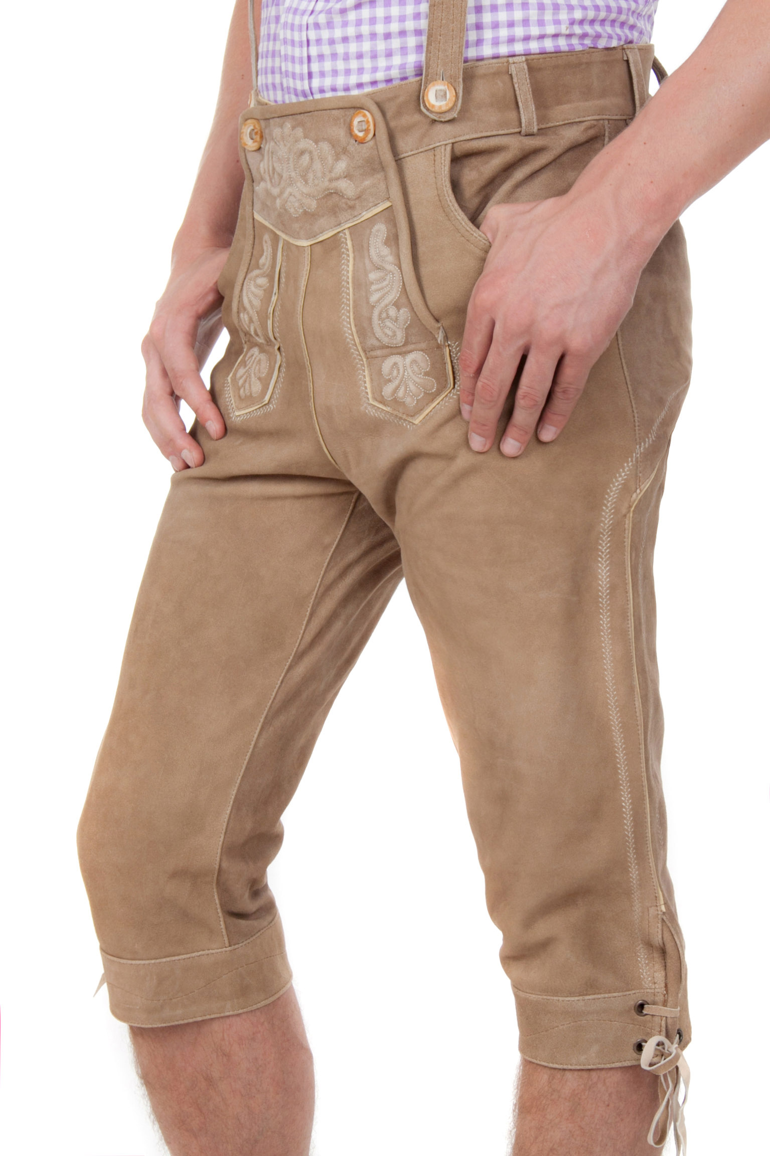 Ziegenvelour Wildbock Trachtenlederhose mittelbraun