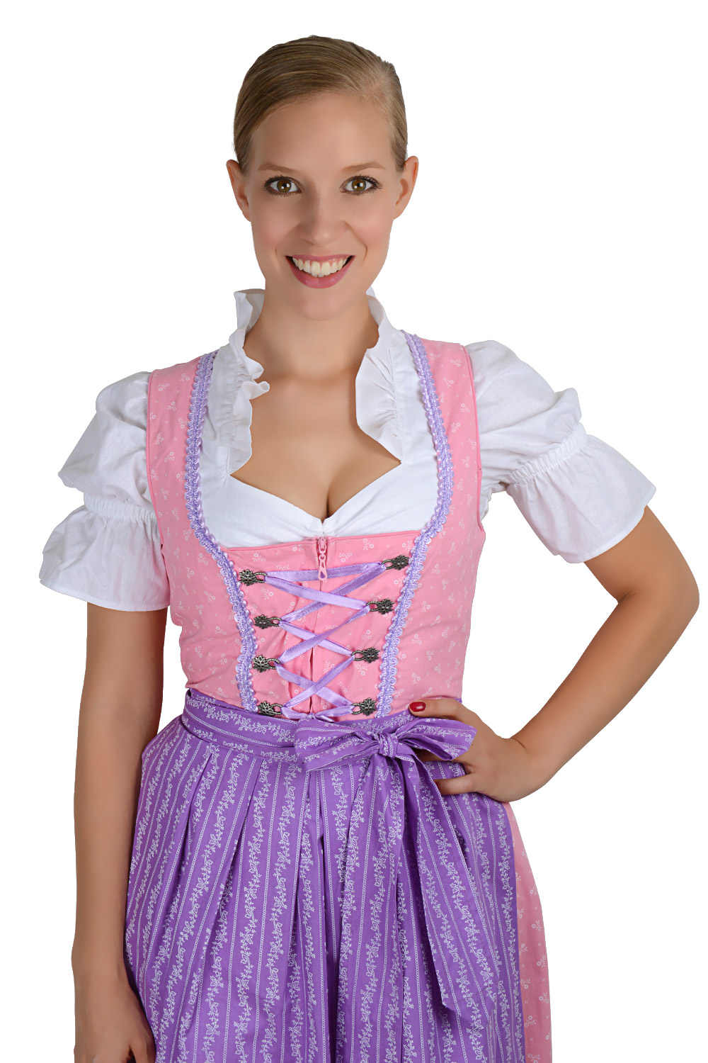 Midi Dirndl rosa flieder mit weißen Streublümchen