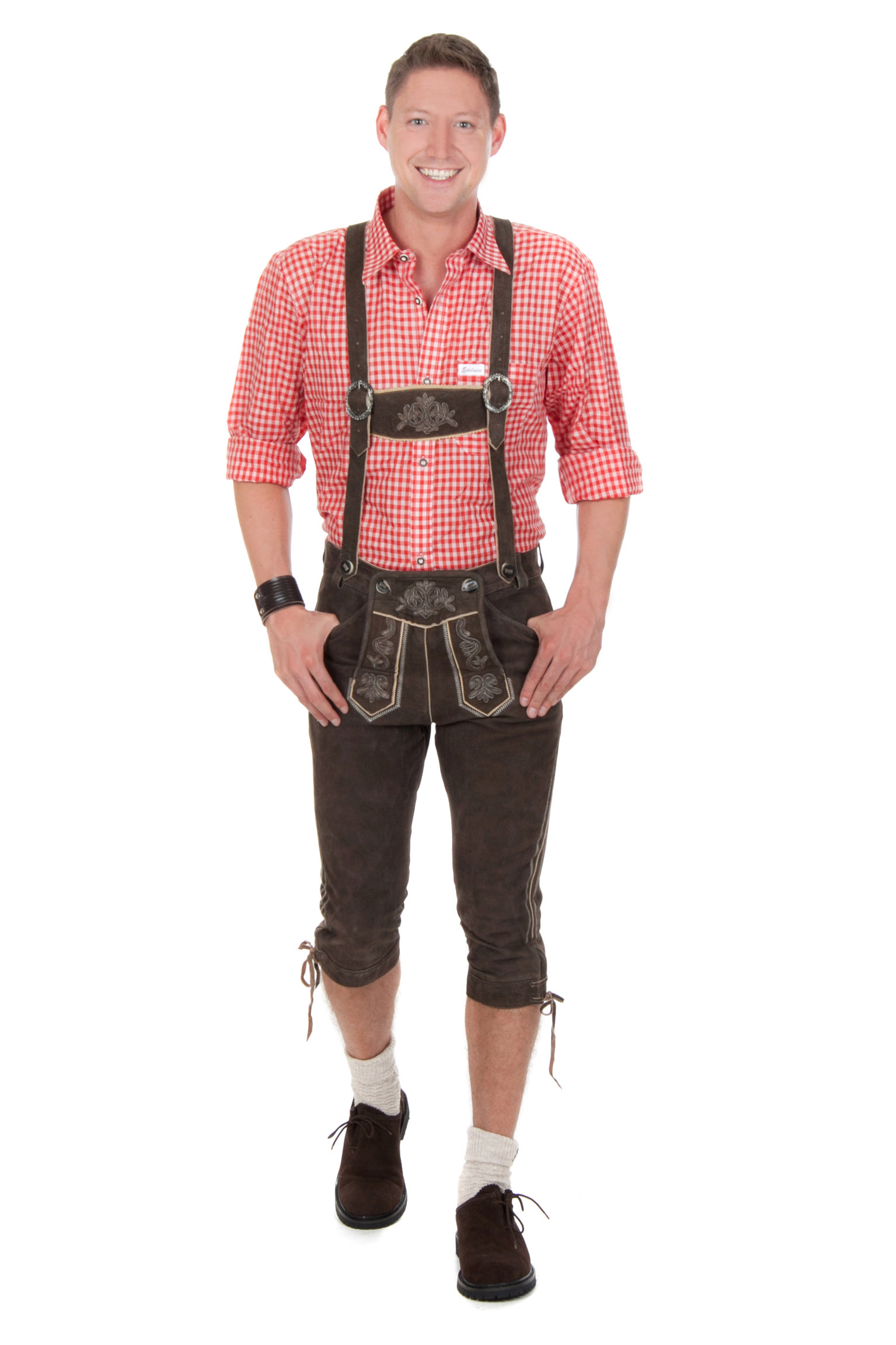 Ziegenvelour Wildbock Trachtenlederhose dunkelbr 