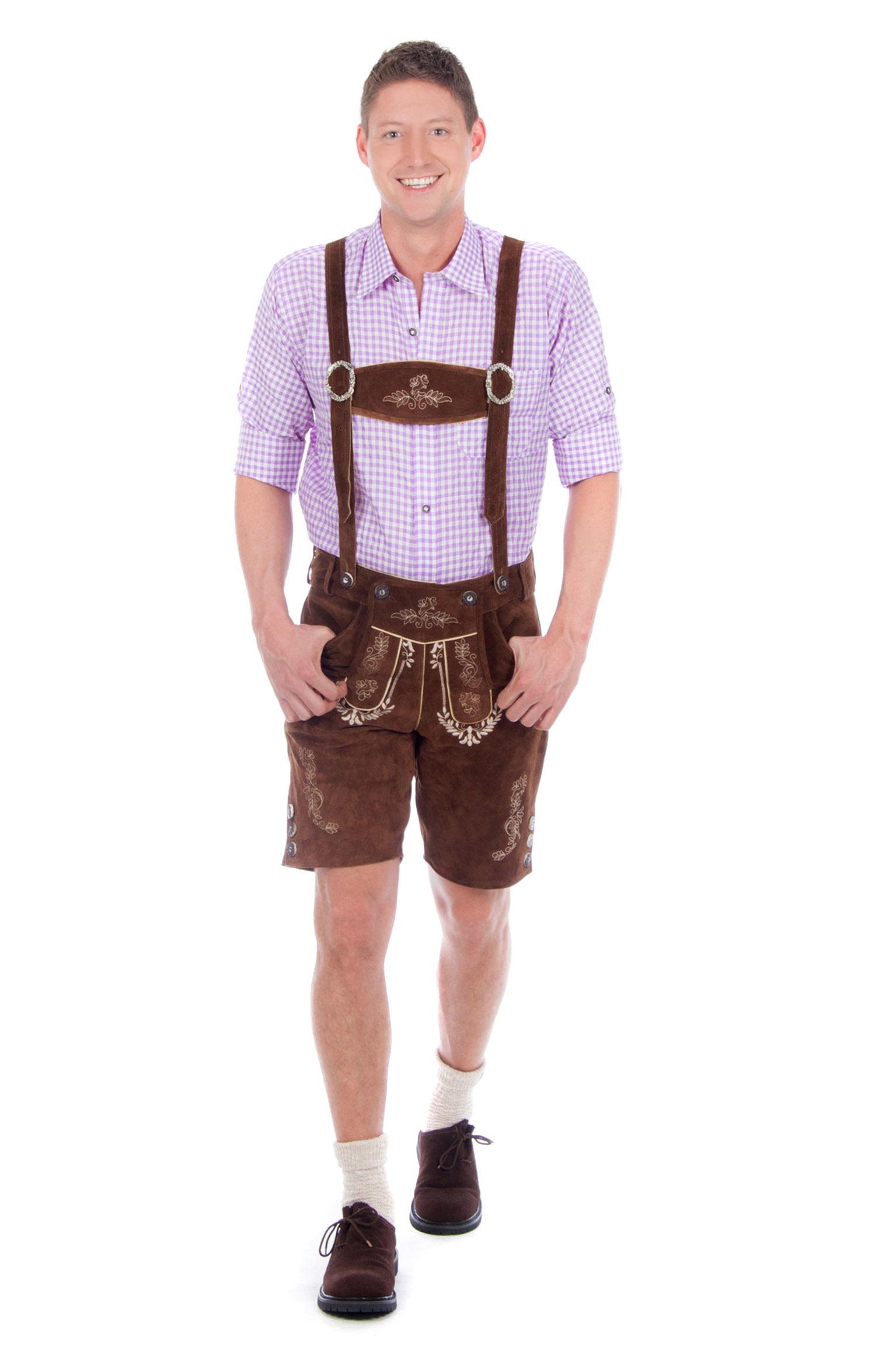 Kurze Trachtenlederhose dunkelbraun