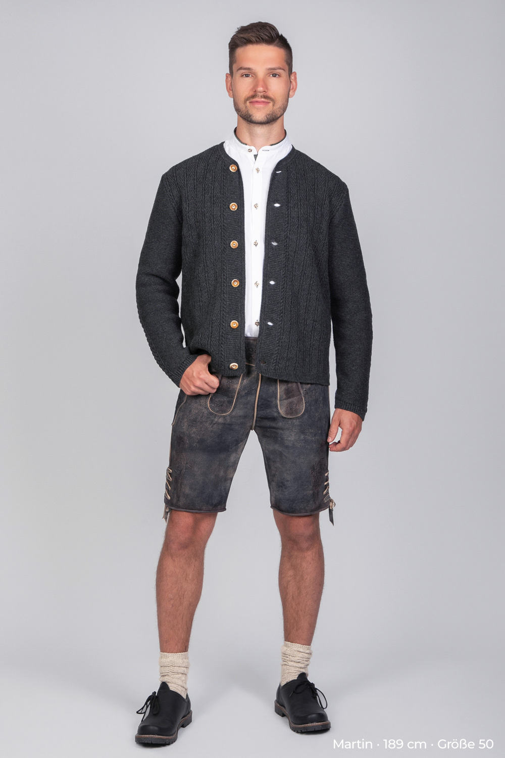 Trachten Strickjacke Leo Dunkelgrau